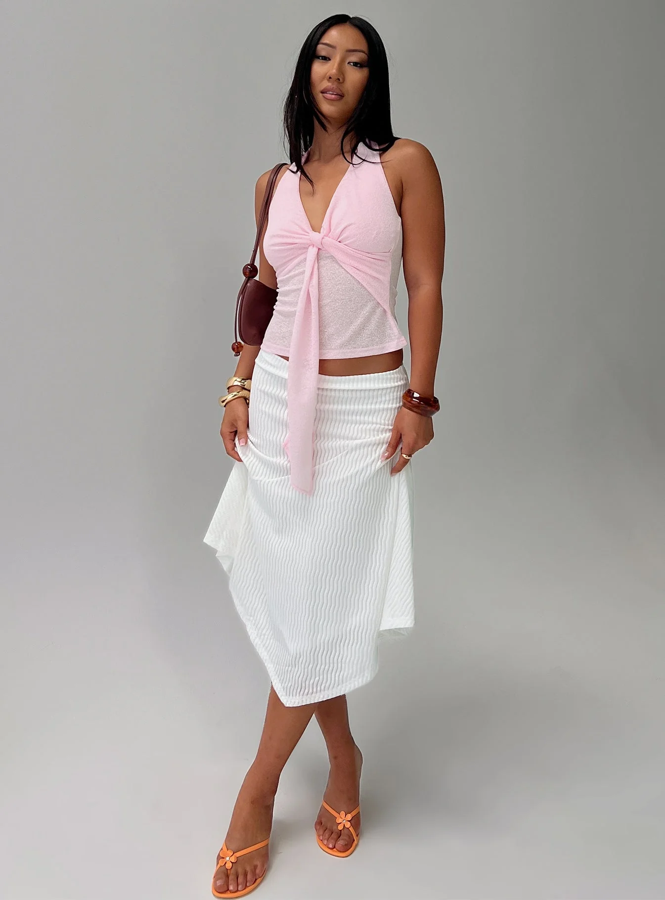 Shaylynn Tie Detail Halter Top Pink - Image 8