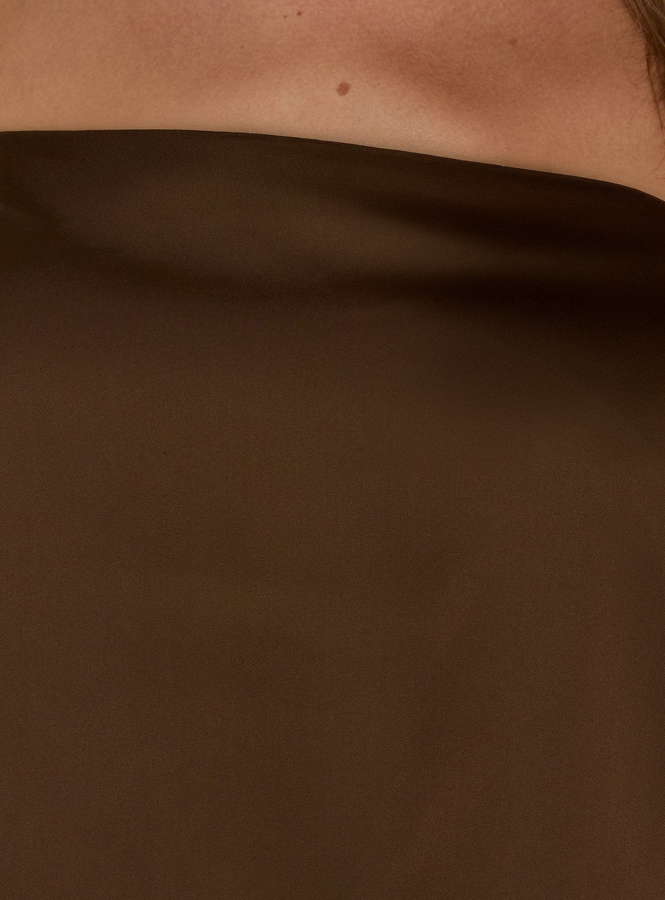 Sheyla Strapless Satin Lace Trim Top Chocolate - Image 5