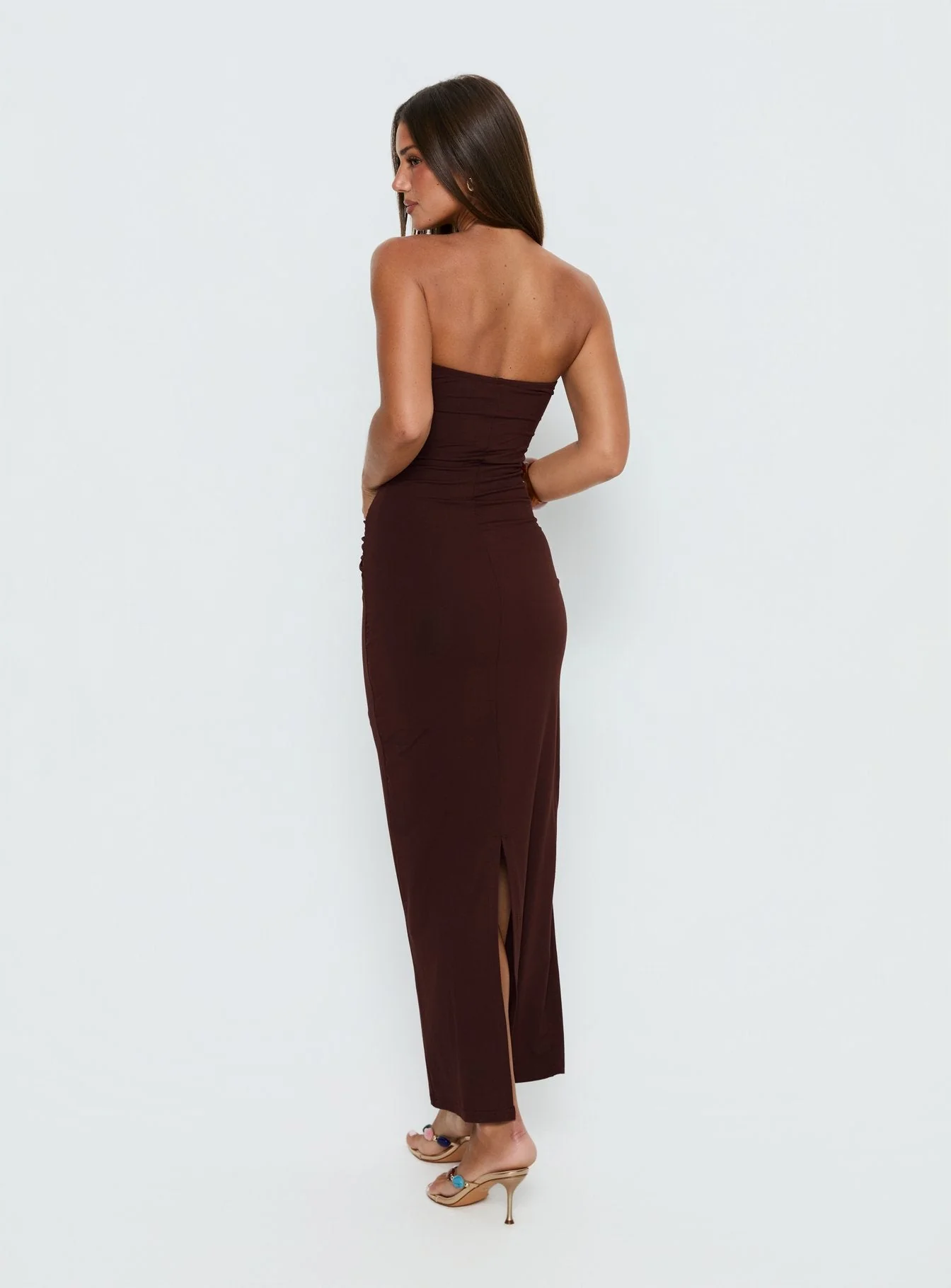 Signature Move Strapless Maxi Dress Chocolate Brown - Image 4