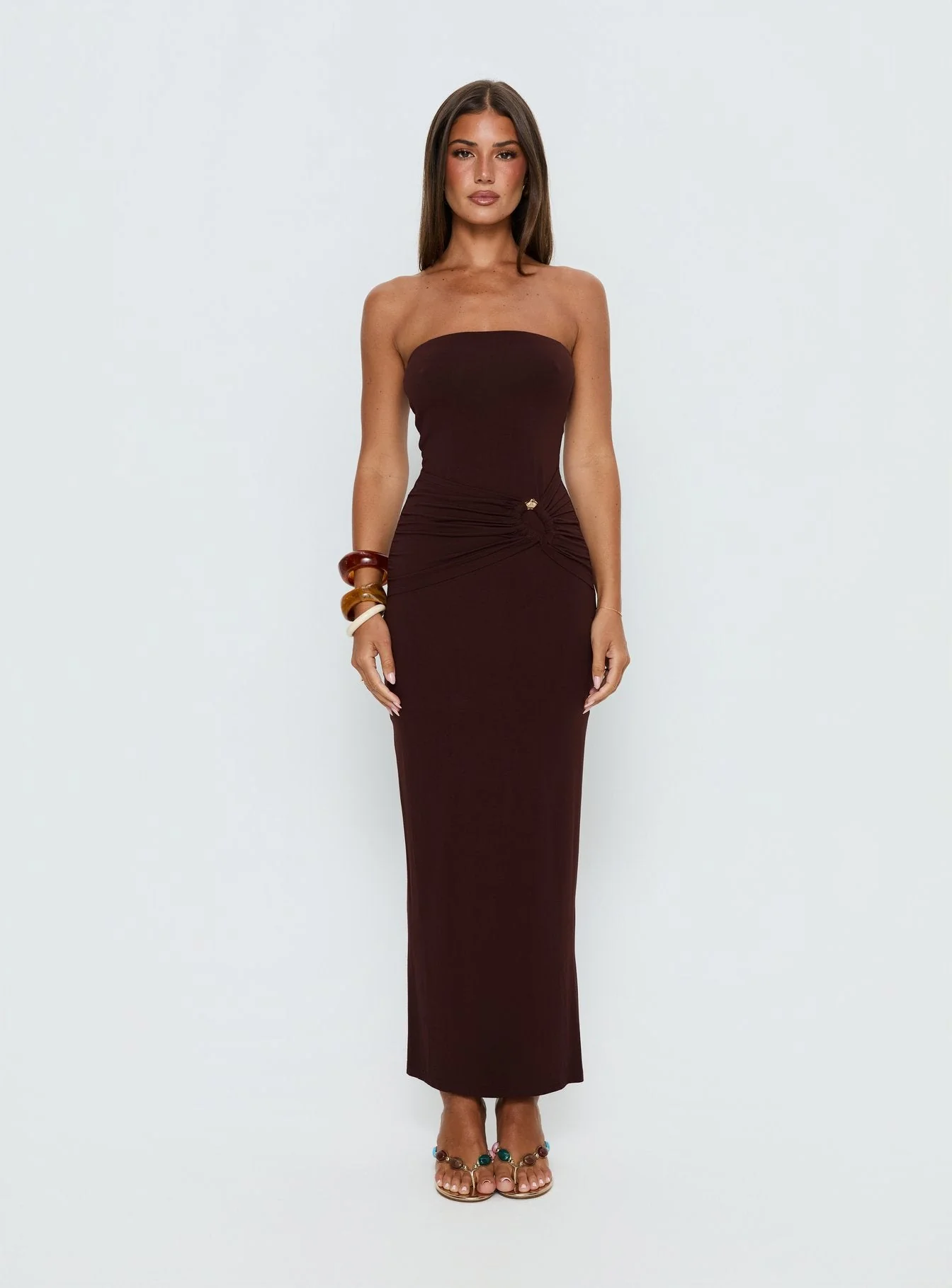 Signature Move Strapless Maxi Dress Chocolate Brown - Image 6