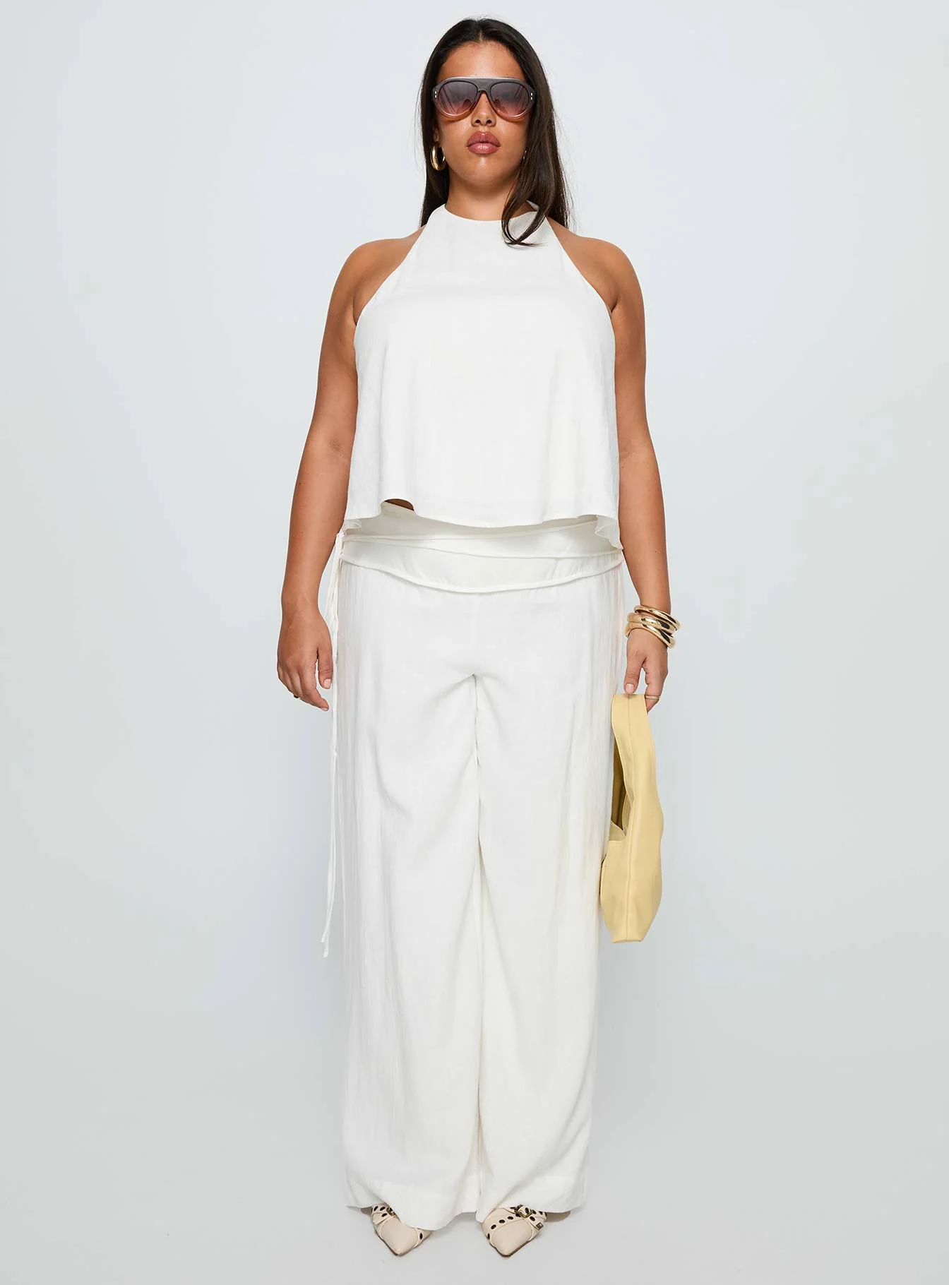 Silver Moon Linen Blend Tie Pants White Curve - Image 7
