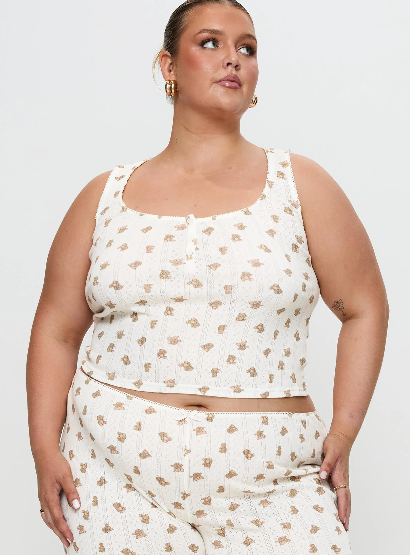 Sleepytea Pointelle Sleep Tank Top Multi Curve - Image 2