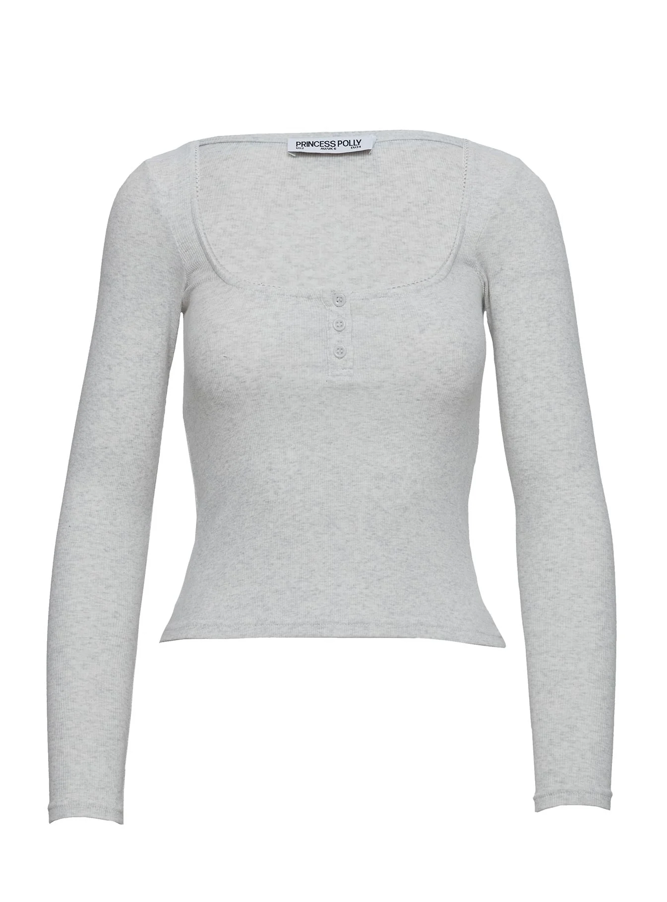 Sleepytea Rib Sleep Long Sleeve Top Grey - Image 6