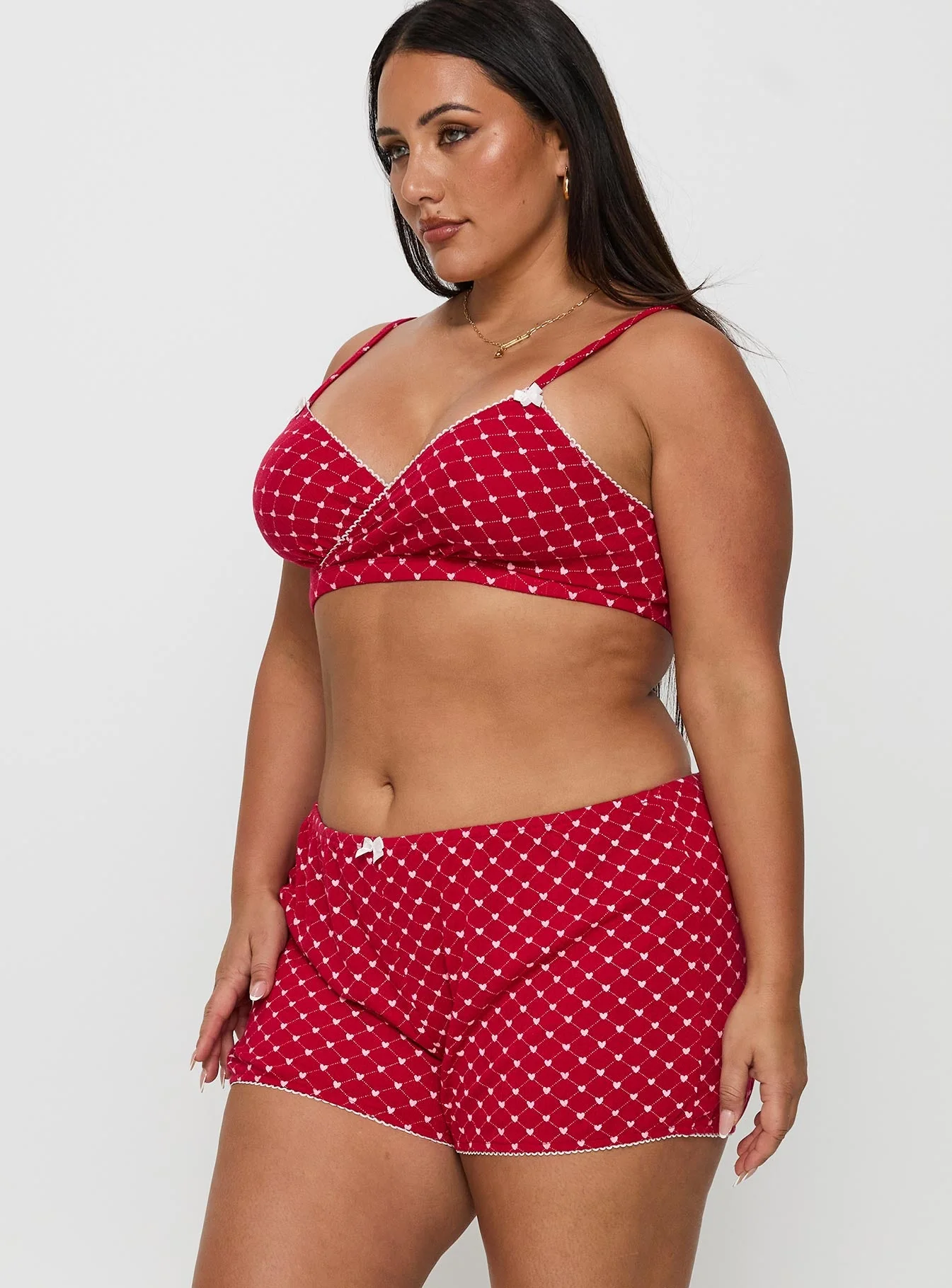 Slow Start Pointelle Sleep Short Red Curve - Image 4