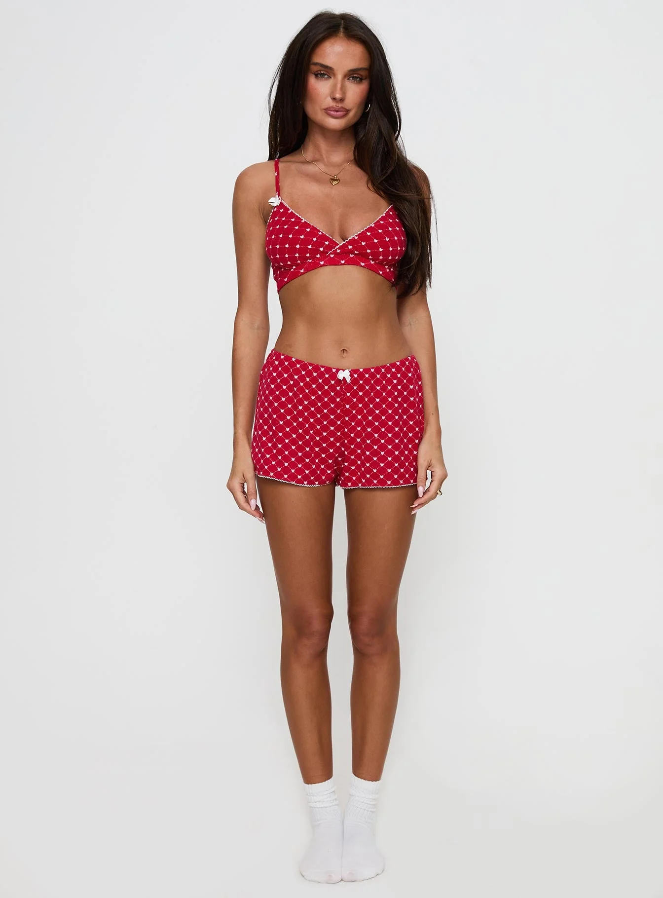 Slumber Pointelle Sleep Bralette Red - Image 7
