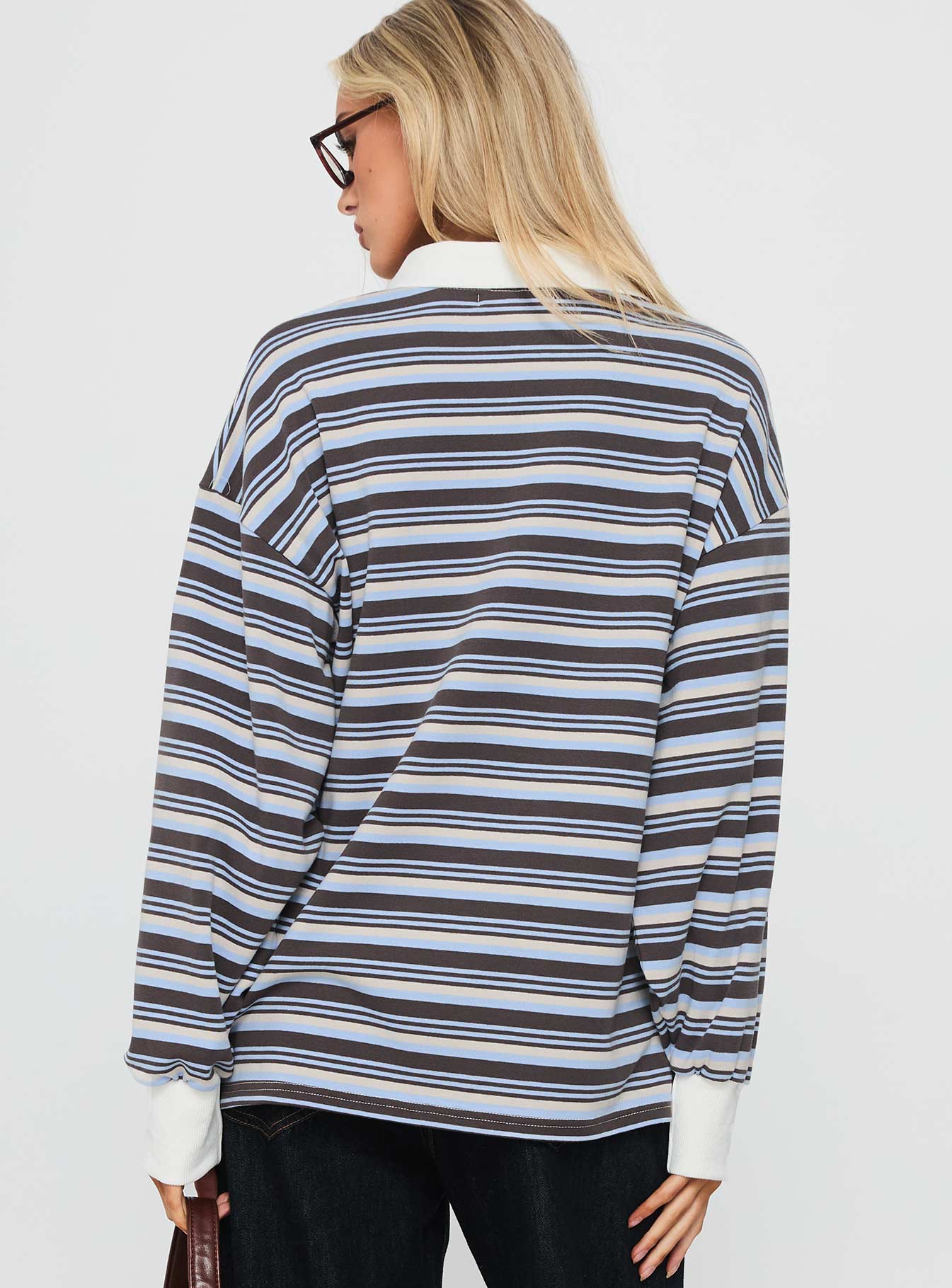 Smoke Signal Collared Jumper Blue Stripe - Image 5