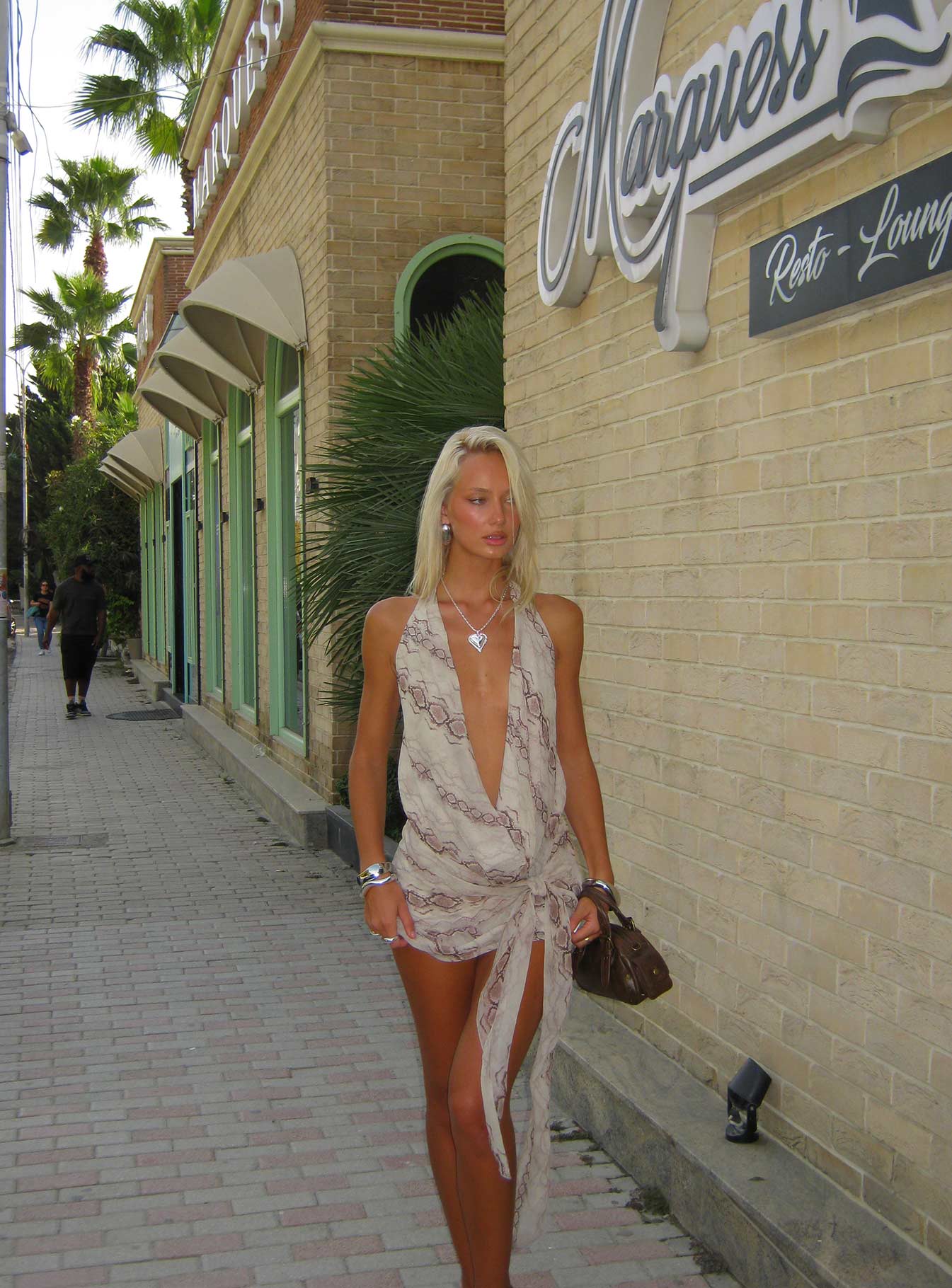 Snakepit Halter Plunge Mini Dress Snake Print - Image 8