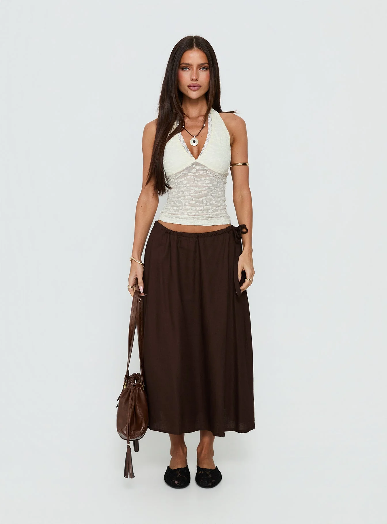 Snowdrift Lace Halter Top Cream - Image 8