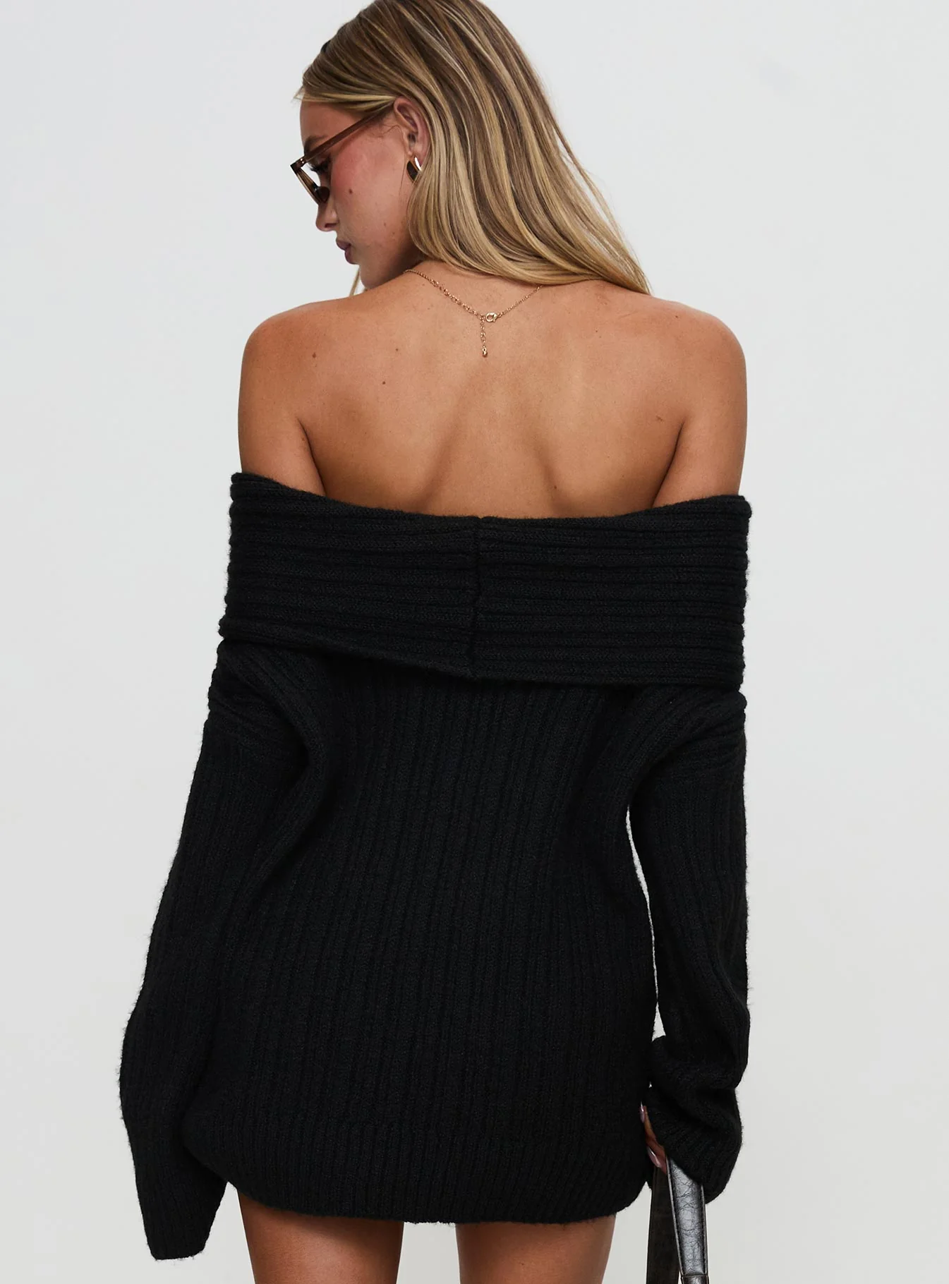 Snowie Off Shoulder Knit Sweater Black - Image 4