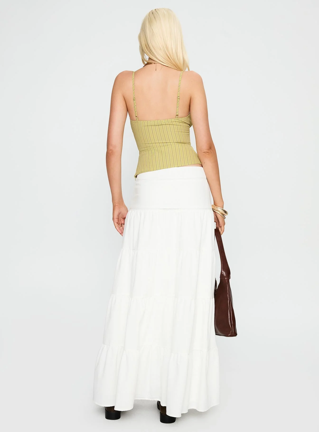 Snowy River Tiered Maxi Skirt White - Image 5