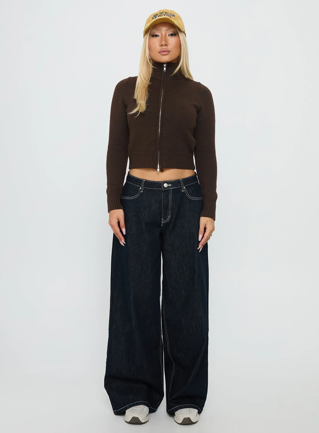 So Exclusive Zip Through Knit Jumper Brown - Image 6