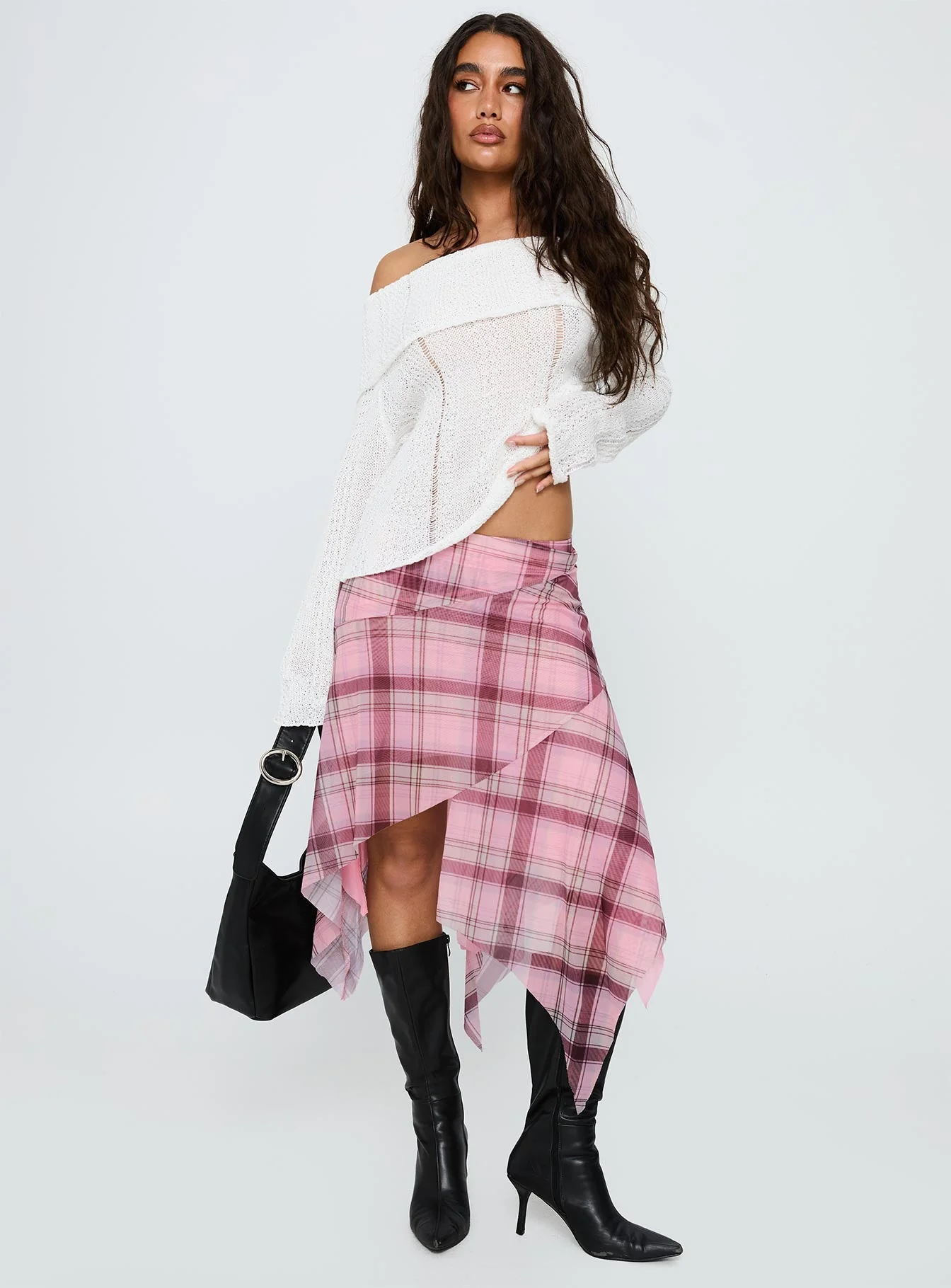 So Gone Off Shoulder Knit Sweater White - Image 3