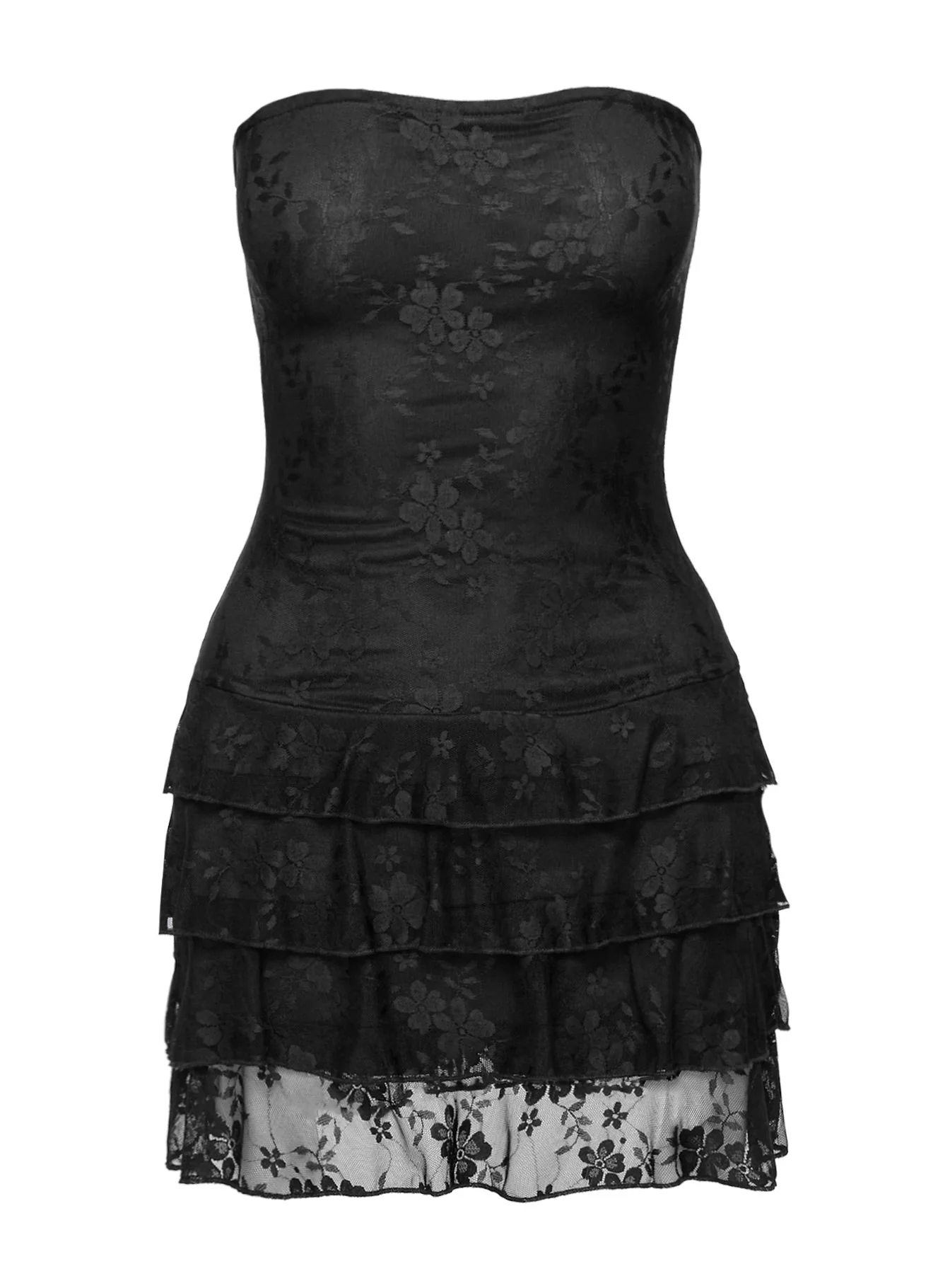 So Gorgeous Strapless Frill Romper Black Tall - Image 6