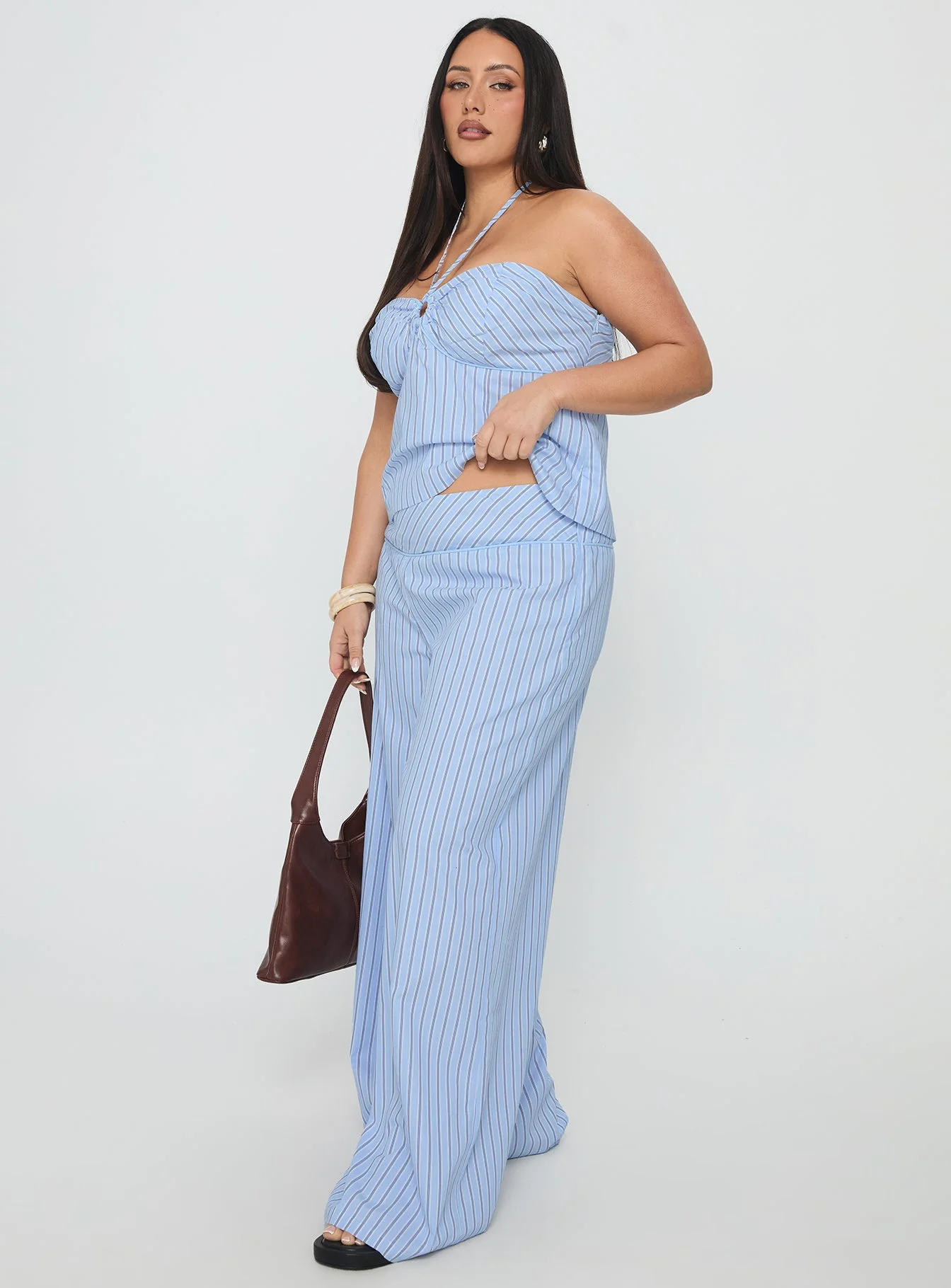 Sofea Mid Rise Pant Blue Stripe Curve - Image 4