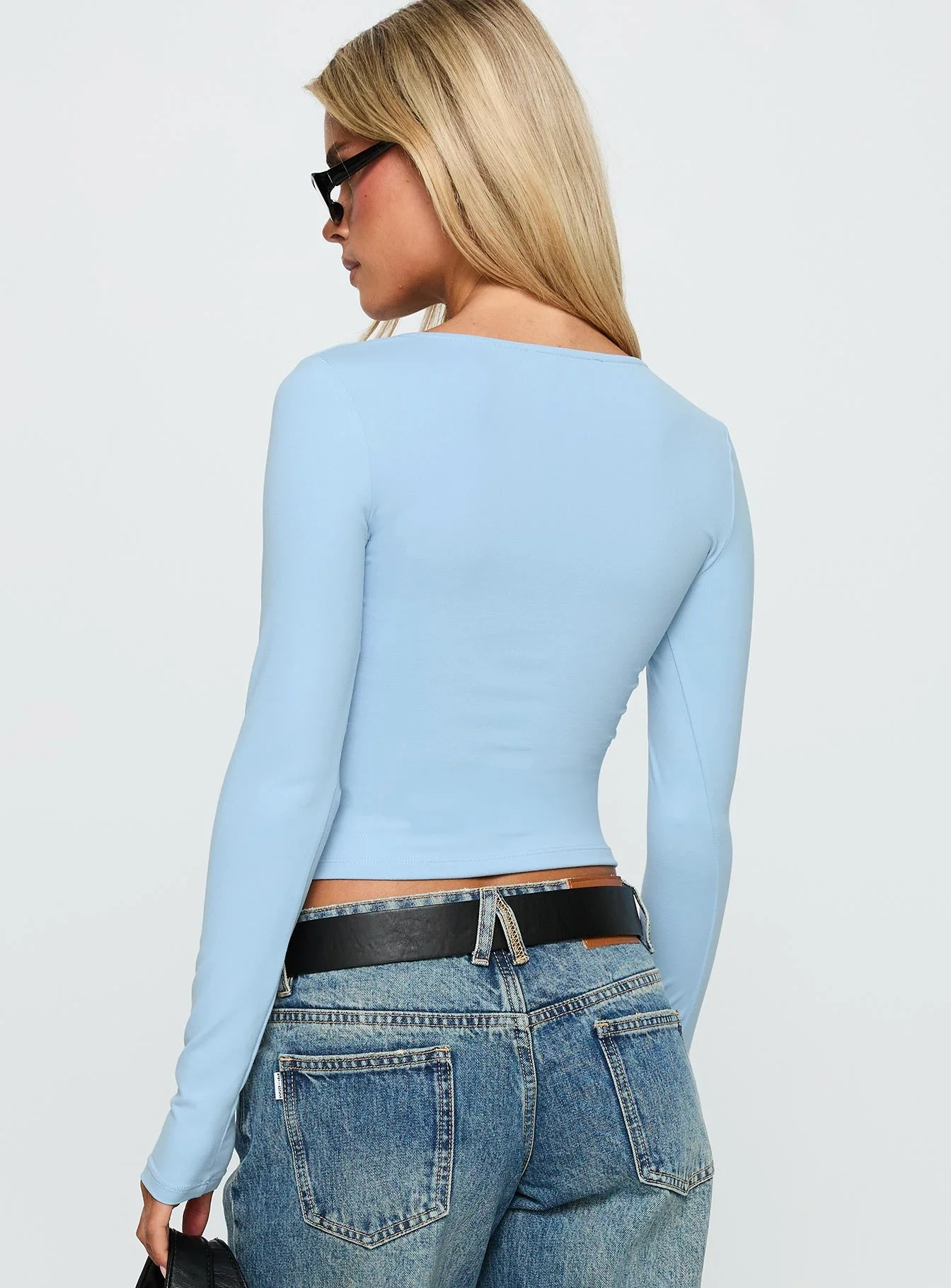 Sold On You Long Sleeve Top Blue - Image 4