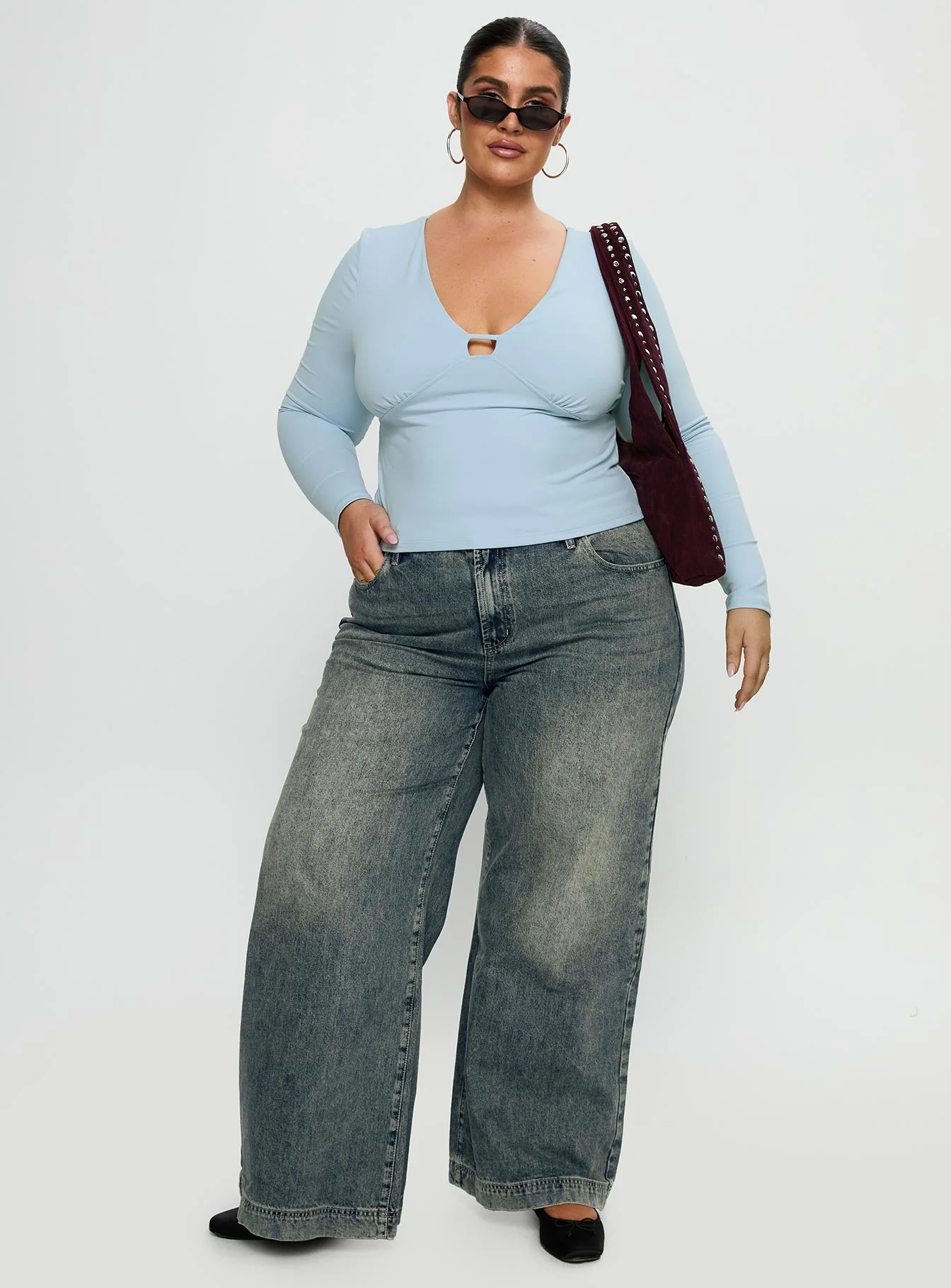 Sold On You Long Sleeve Top Blue Curve - Image 3