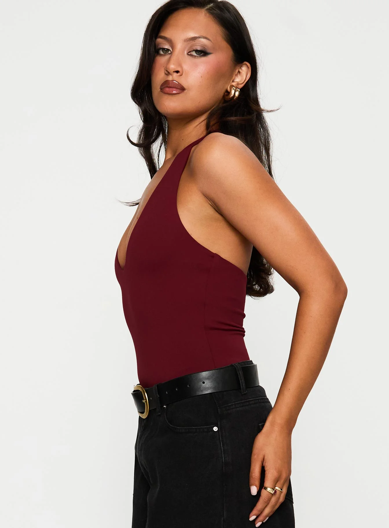 Someone New Halter Bodysuit Burgundy - Image 4