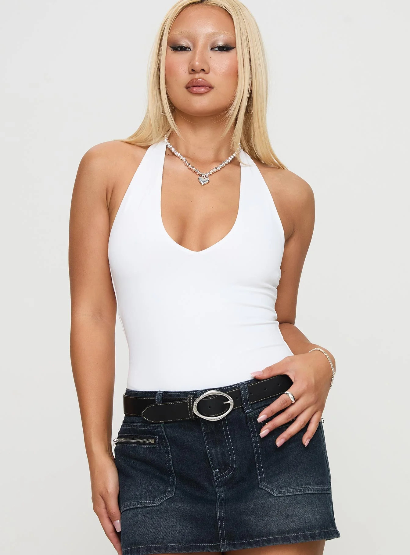 Someone New Halter Bodysuit White - Image 2