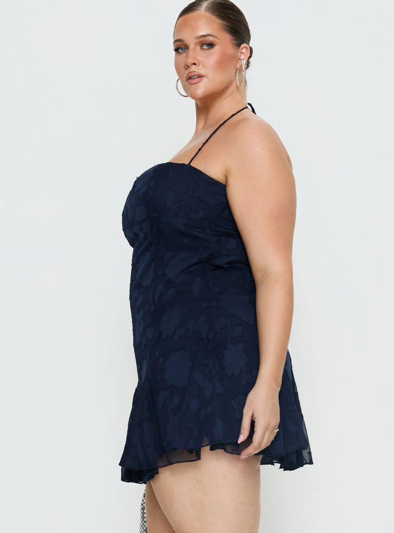 Delamere Mini Dress Navy Burnout Curve - Image 4