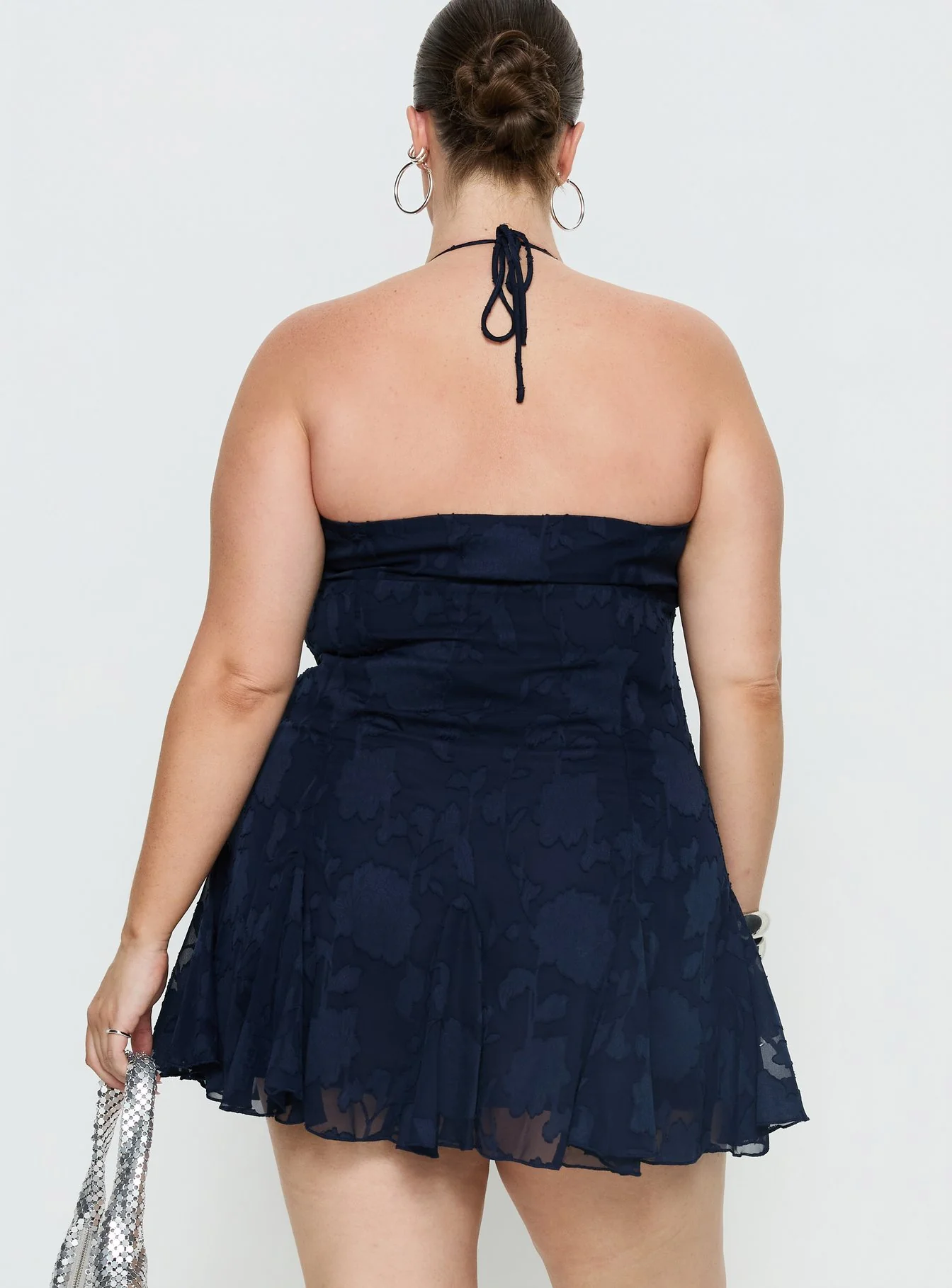 Delamere Mini Dress Navy Burnout Curve - Image 5