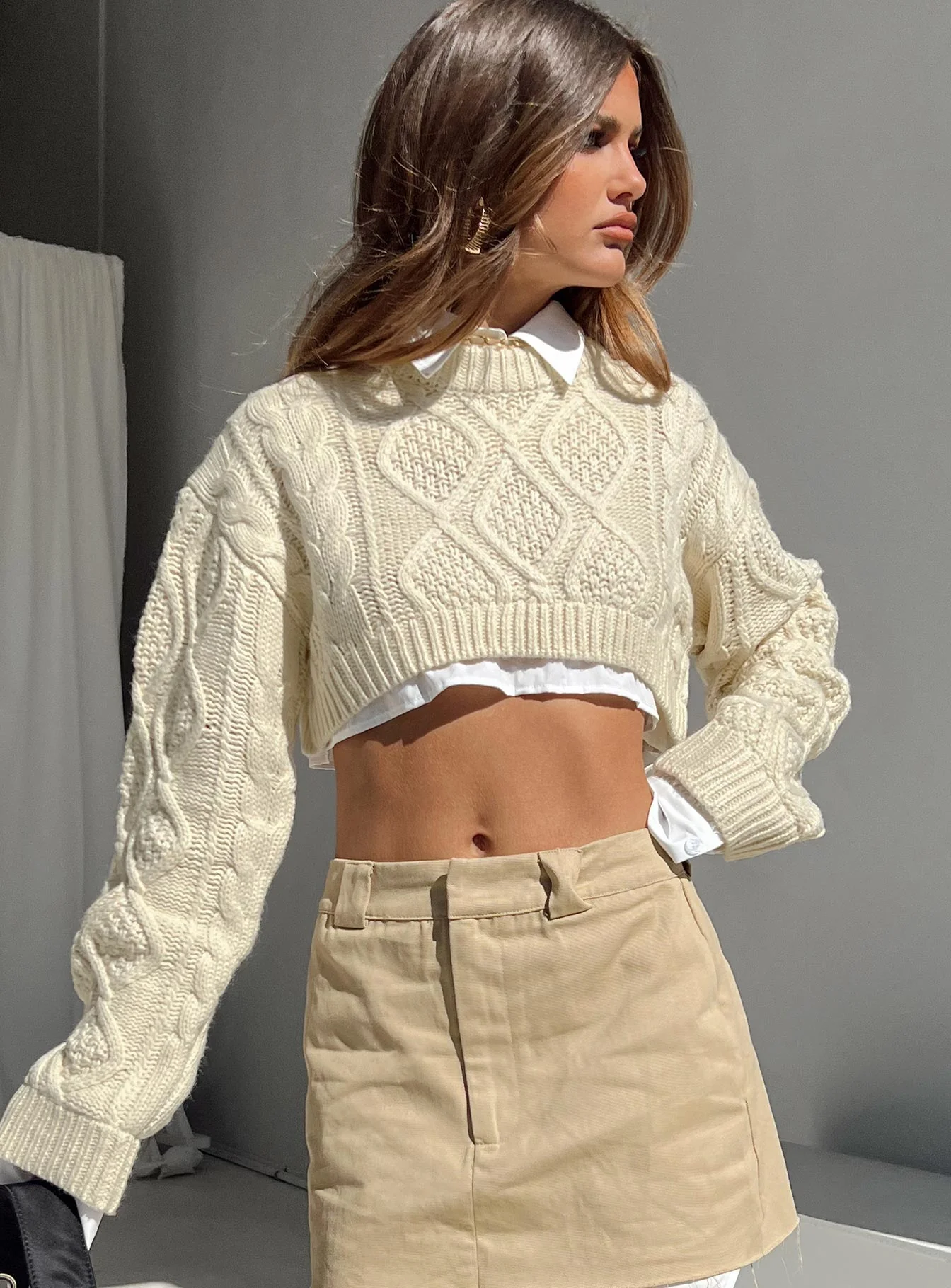 Sonny Cropped Sweater Cream - Image 2