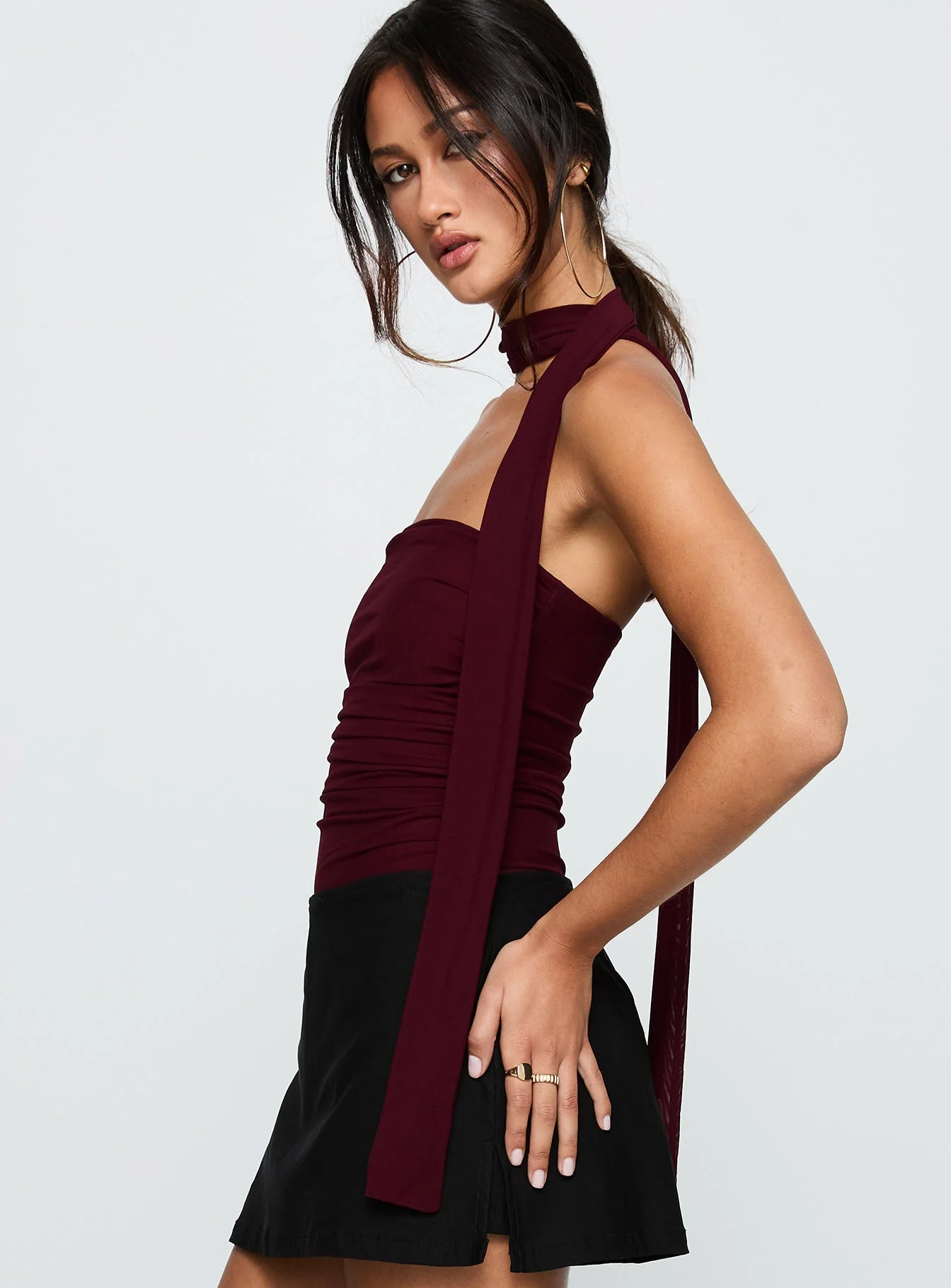 Sorelle Scarf Bodysuit Burgundy - Image 3