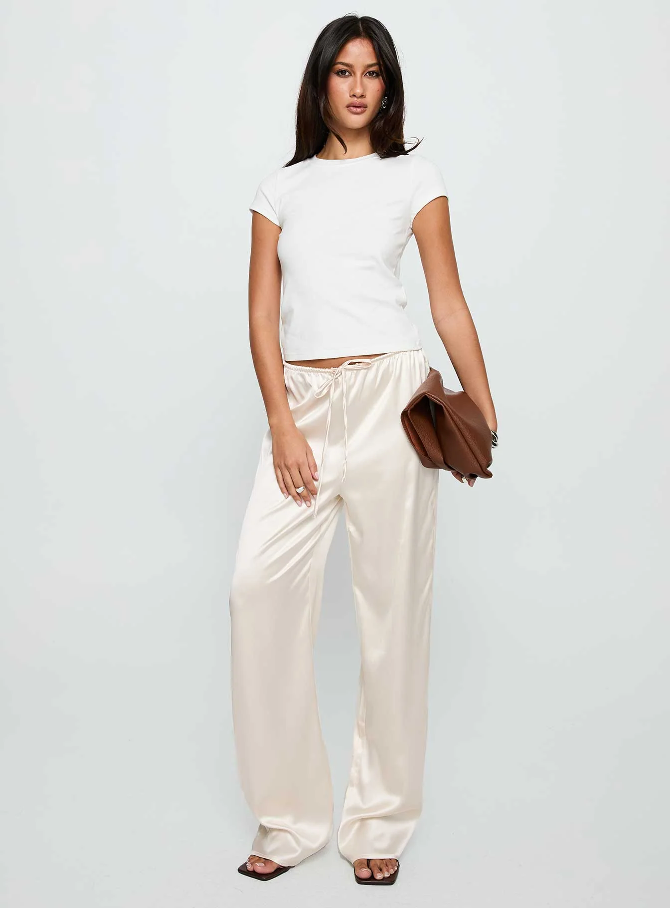 Soulstar Satin Pants Champagne - Image 3
