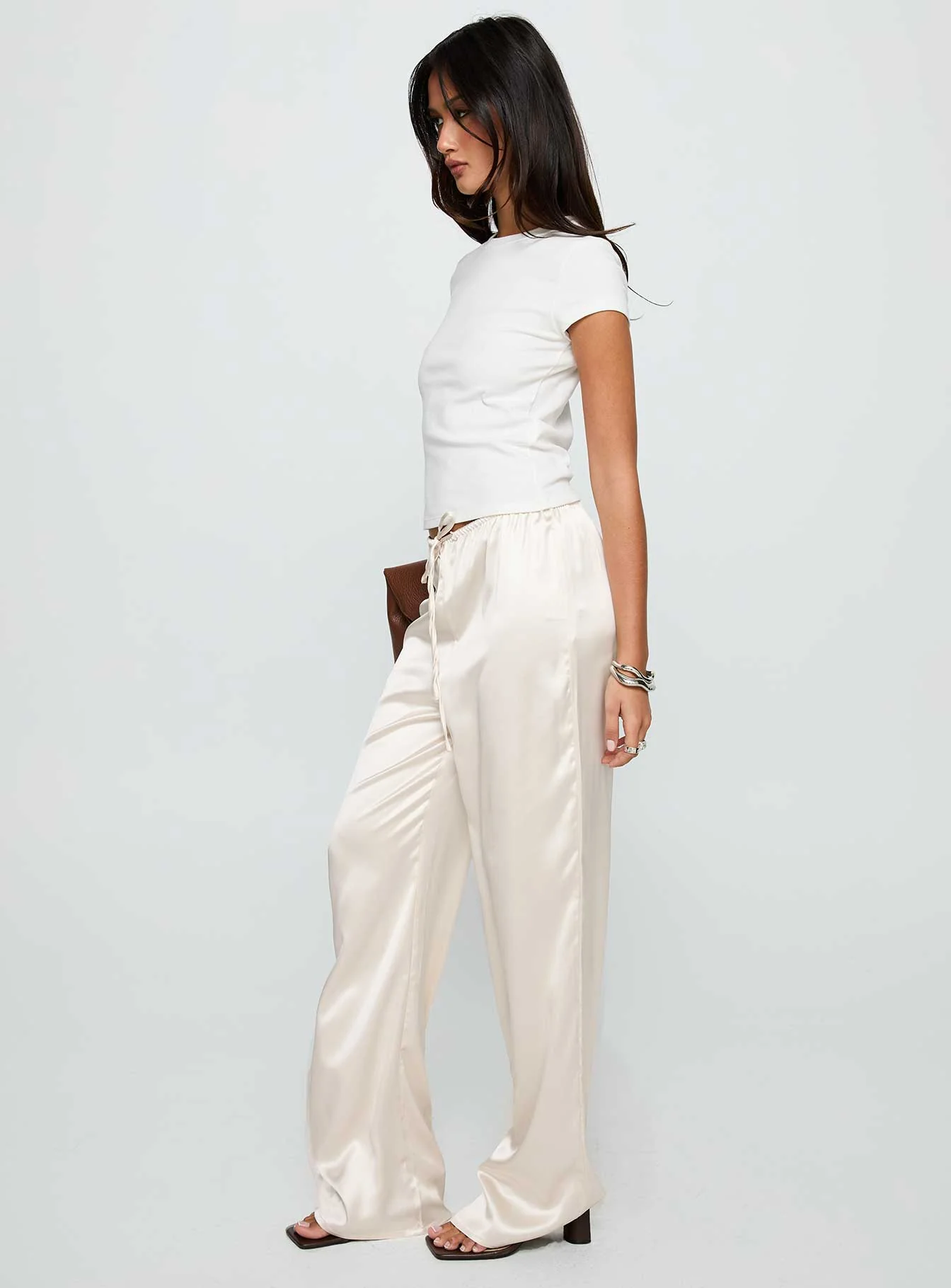 Soulstar Satin Pants Champagne - Image 4
