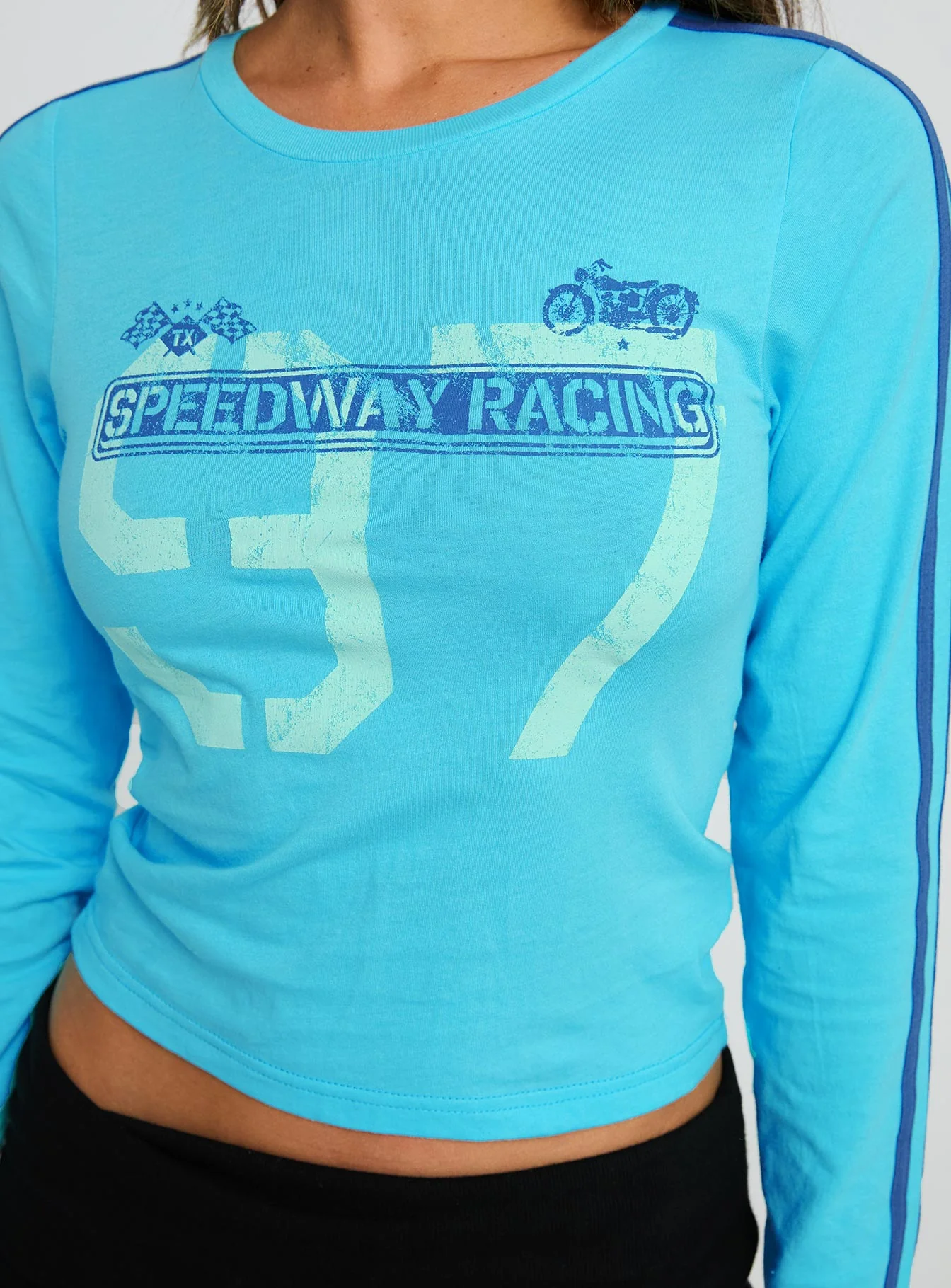 Speedway Racing Long Sleeve Graphic Top Blue - Image 6
