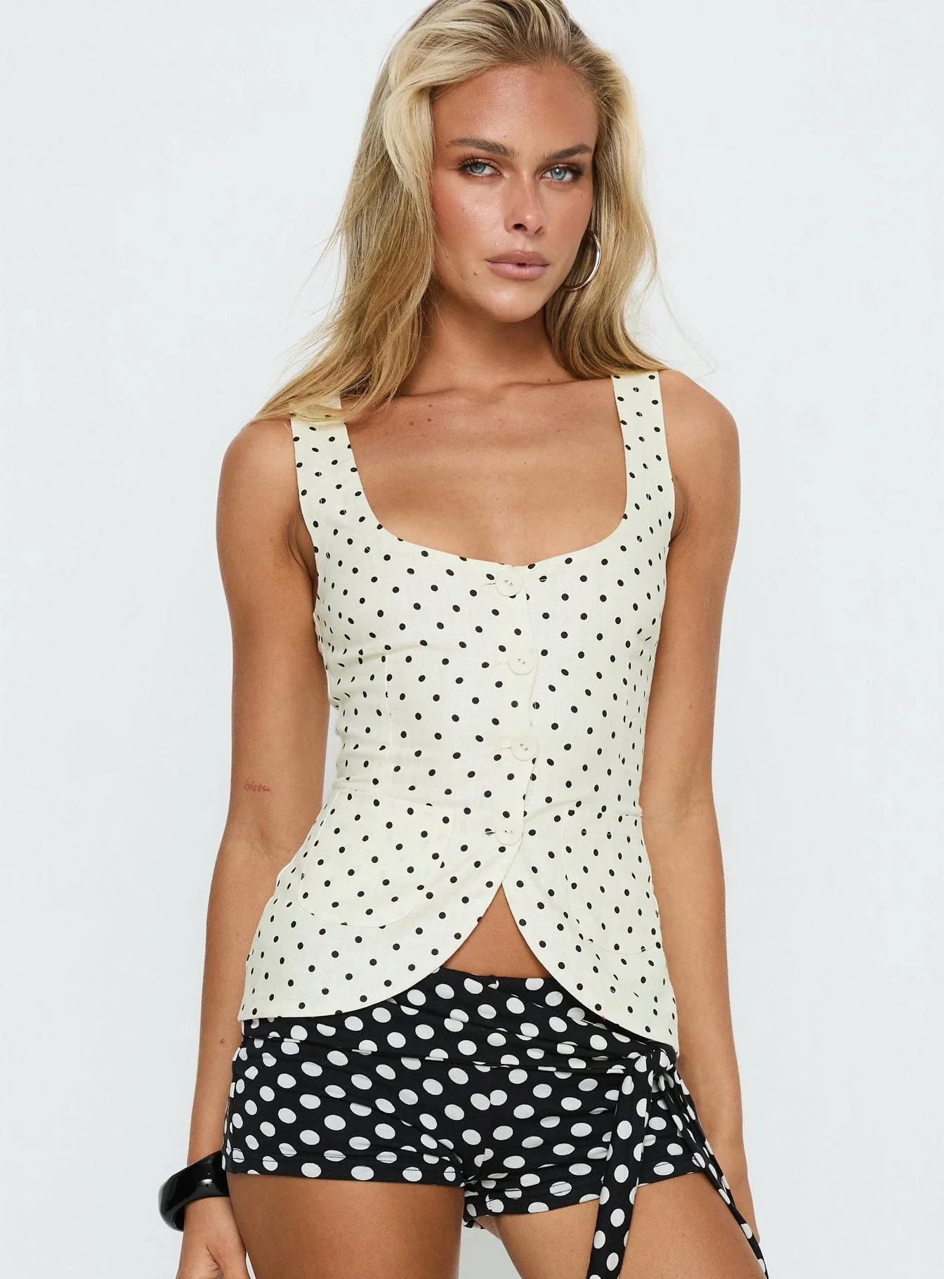 Spirito Vest Top White Polka - Image 3