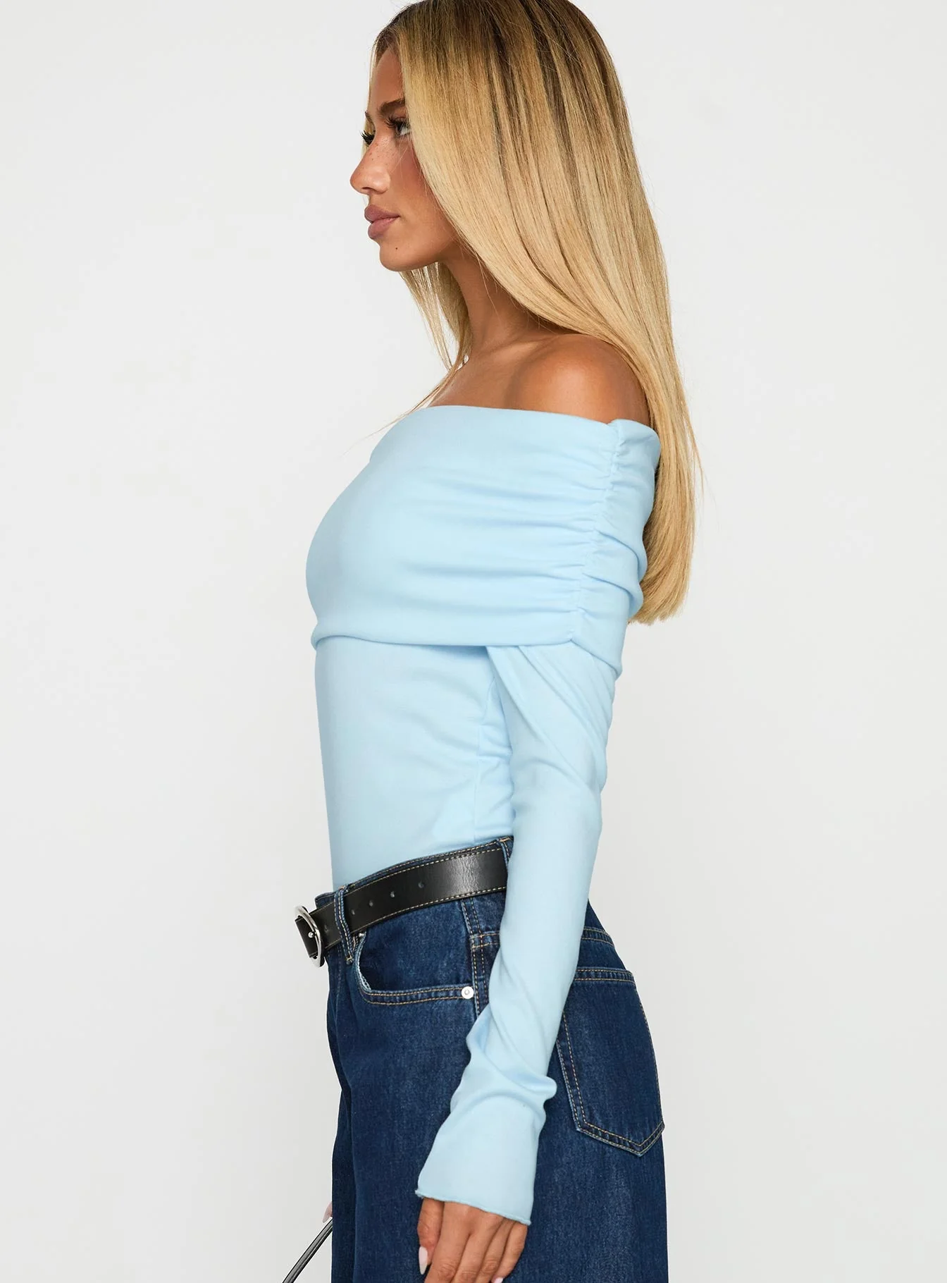 Spoilt Off The Shoulder Bodysuit Blue - Image 3