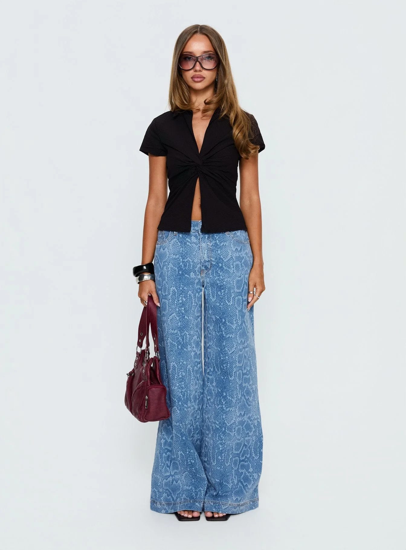 Spoken Truth Mid Rise Straight Leg Jeans Snake Blue Wash - Image 7