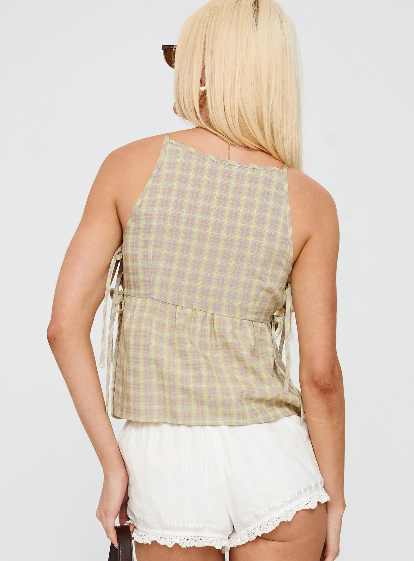 Star Blaze Tie Side Top Green Check - Image 4