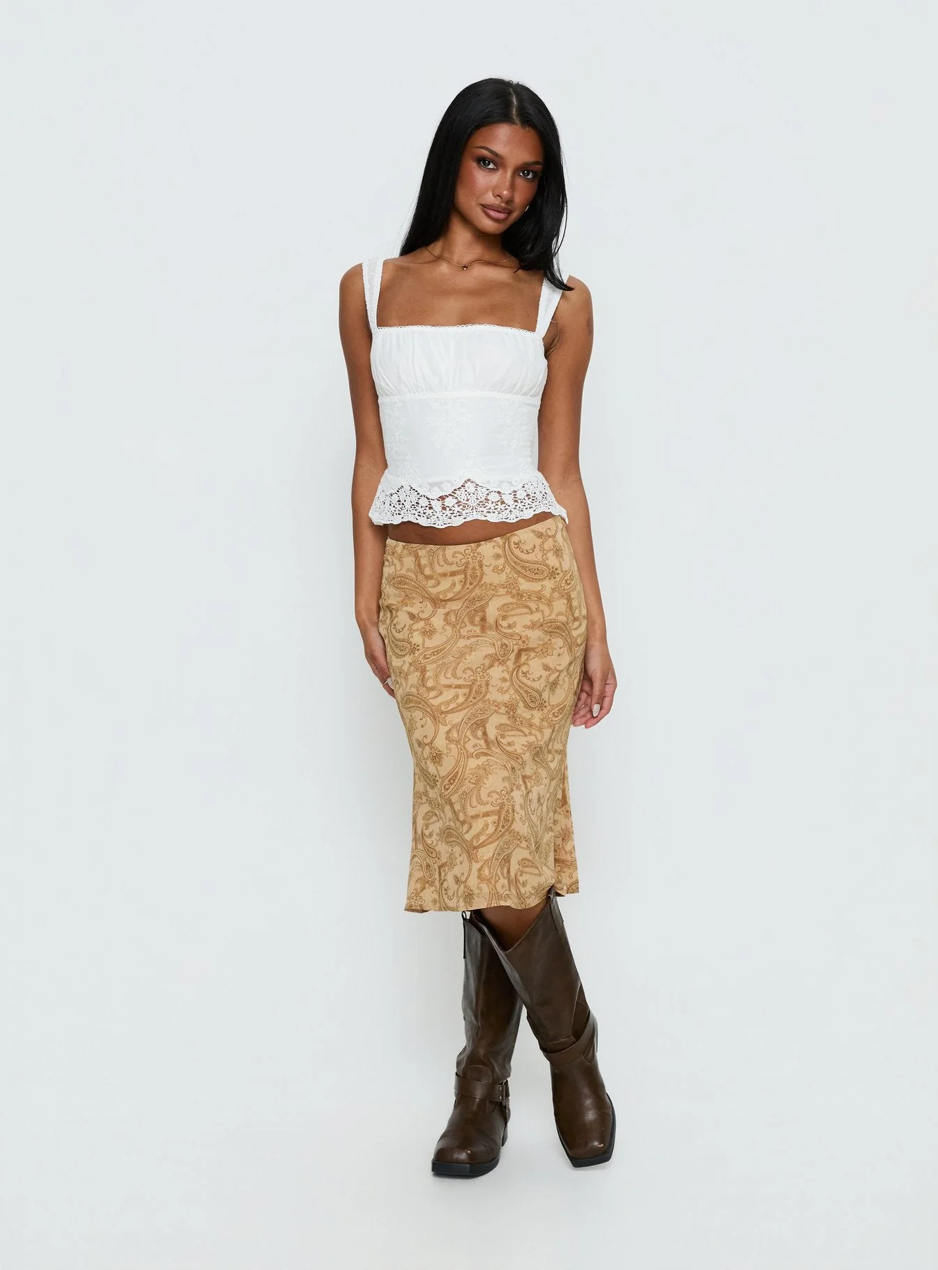 Starlina Lace Trim Cami Top White - Image 3