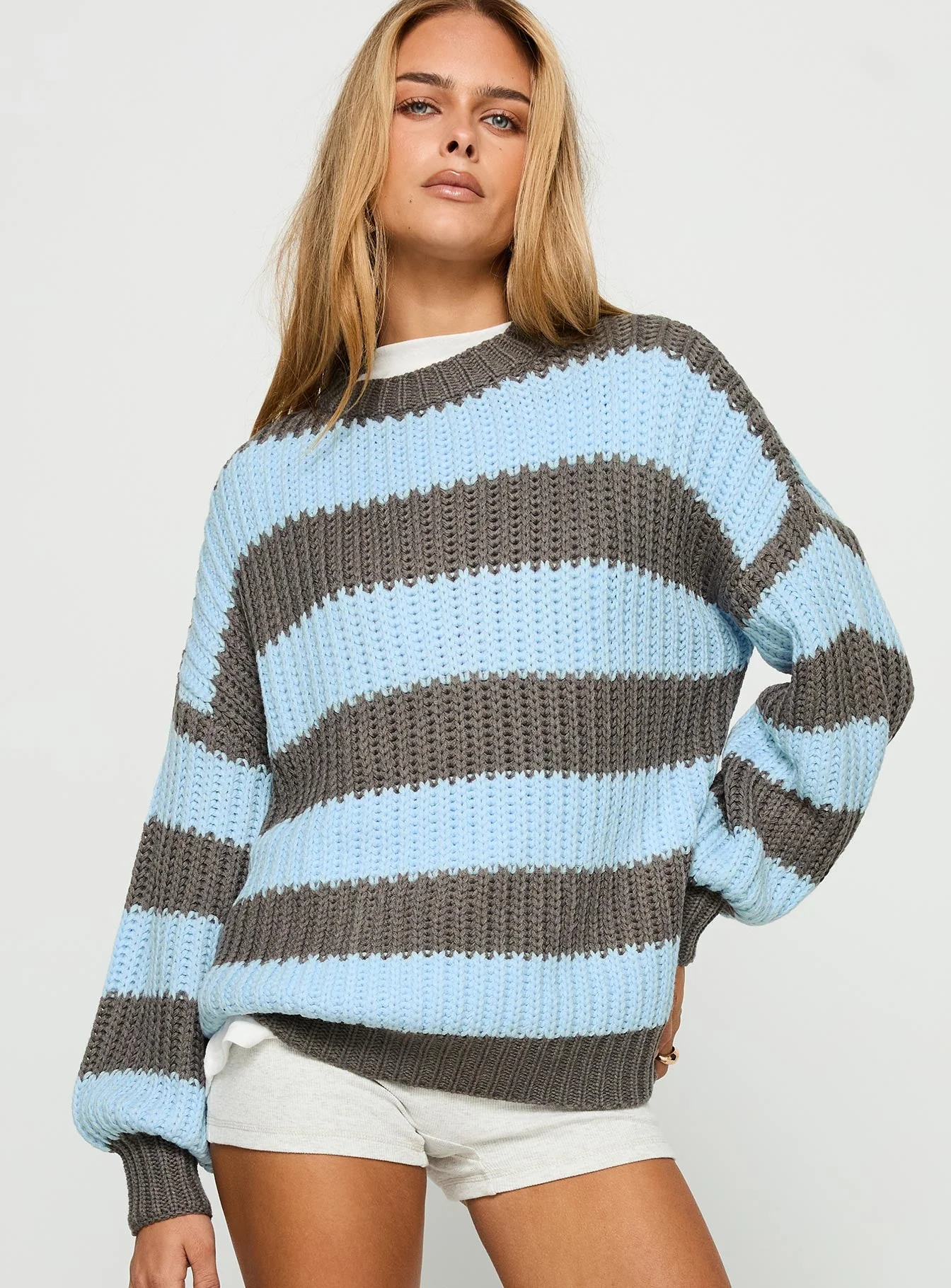 Starry Night Knit Sweater Blue Stripe - Image 2