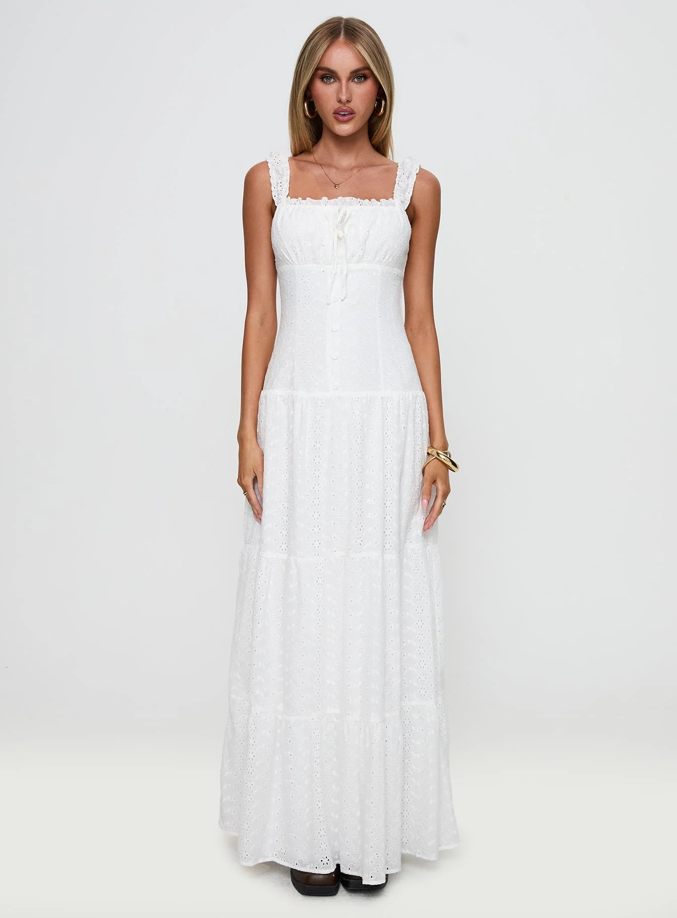 State Of Grace Embroidered Maxi Dress White - Image 7
