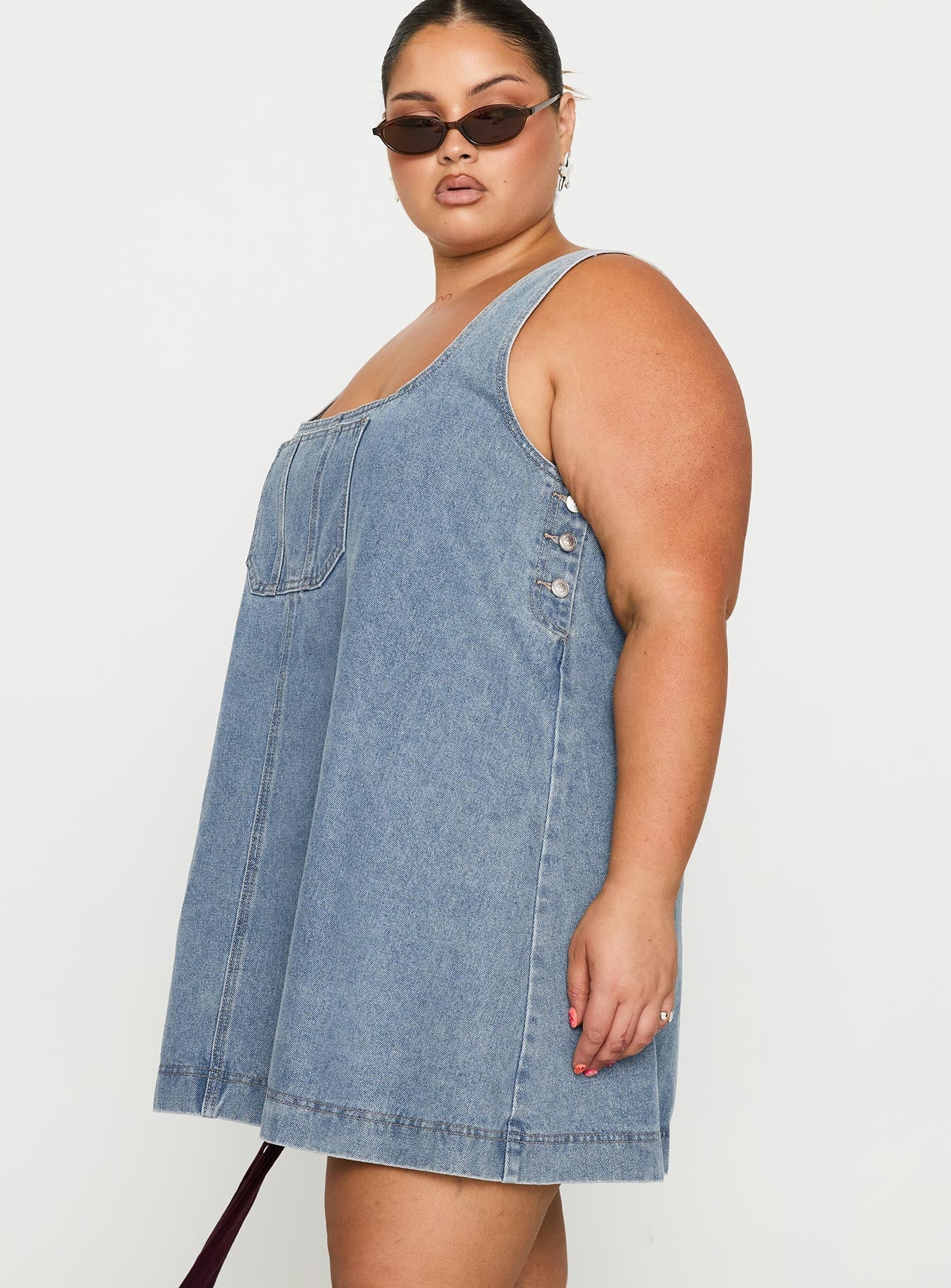 State Of Mind Mini Dress Blue Denim Curve - Image 3