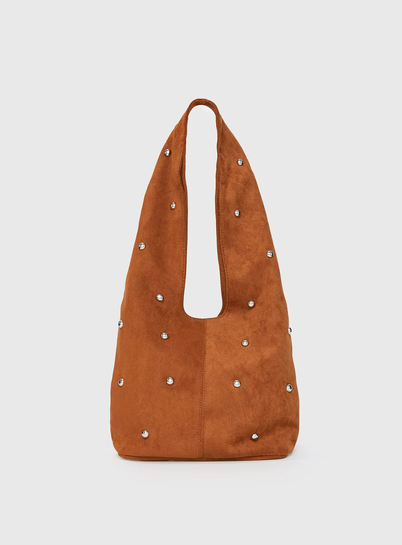 Stellah Studded Faux Suede Bag Brown - Image 3