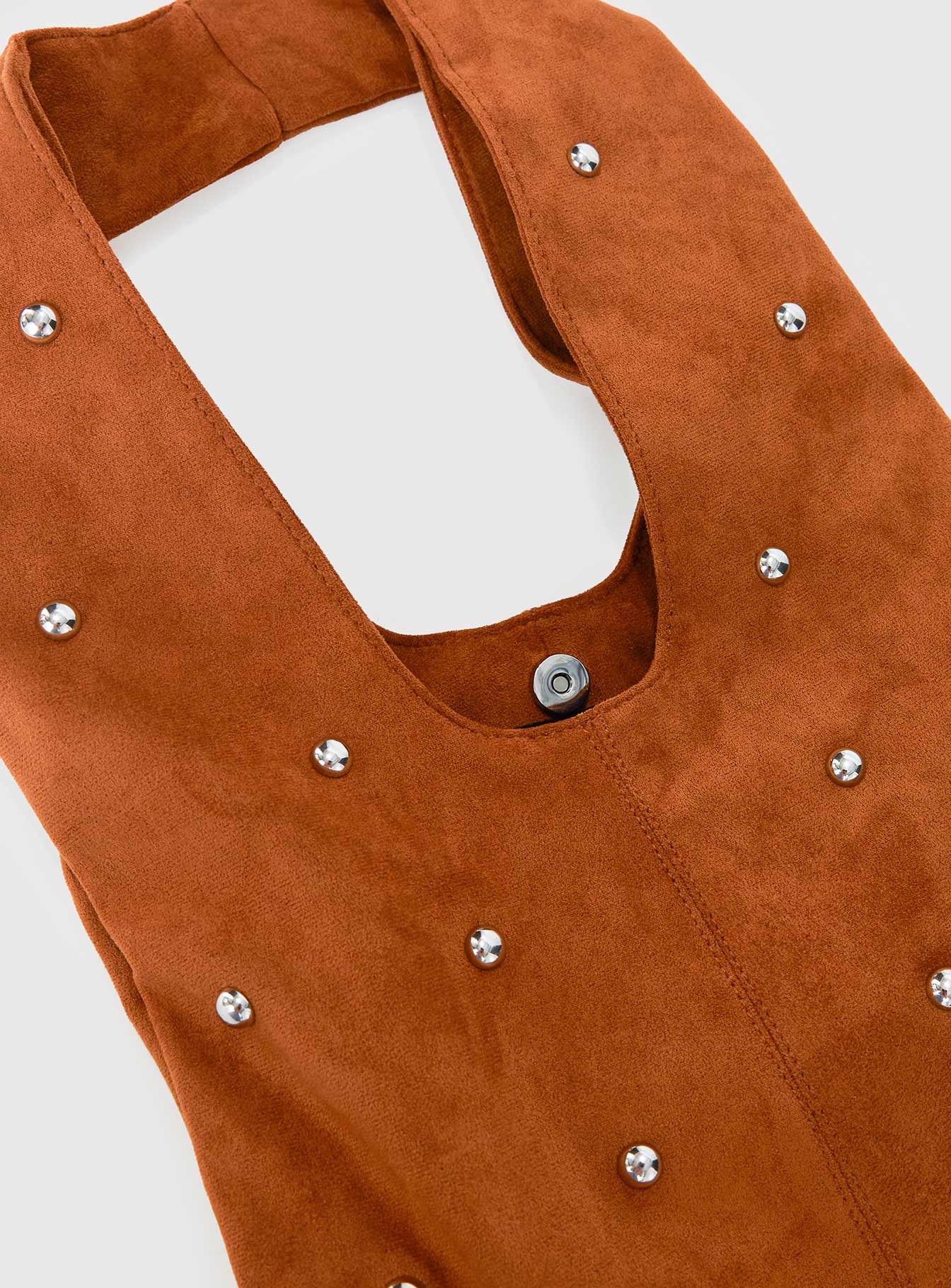 Stellah Studded Faux Suede Bag Brown - Image 6