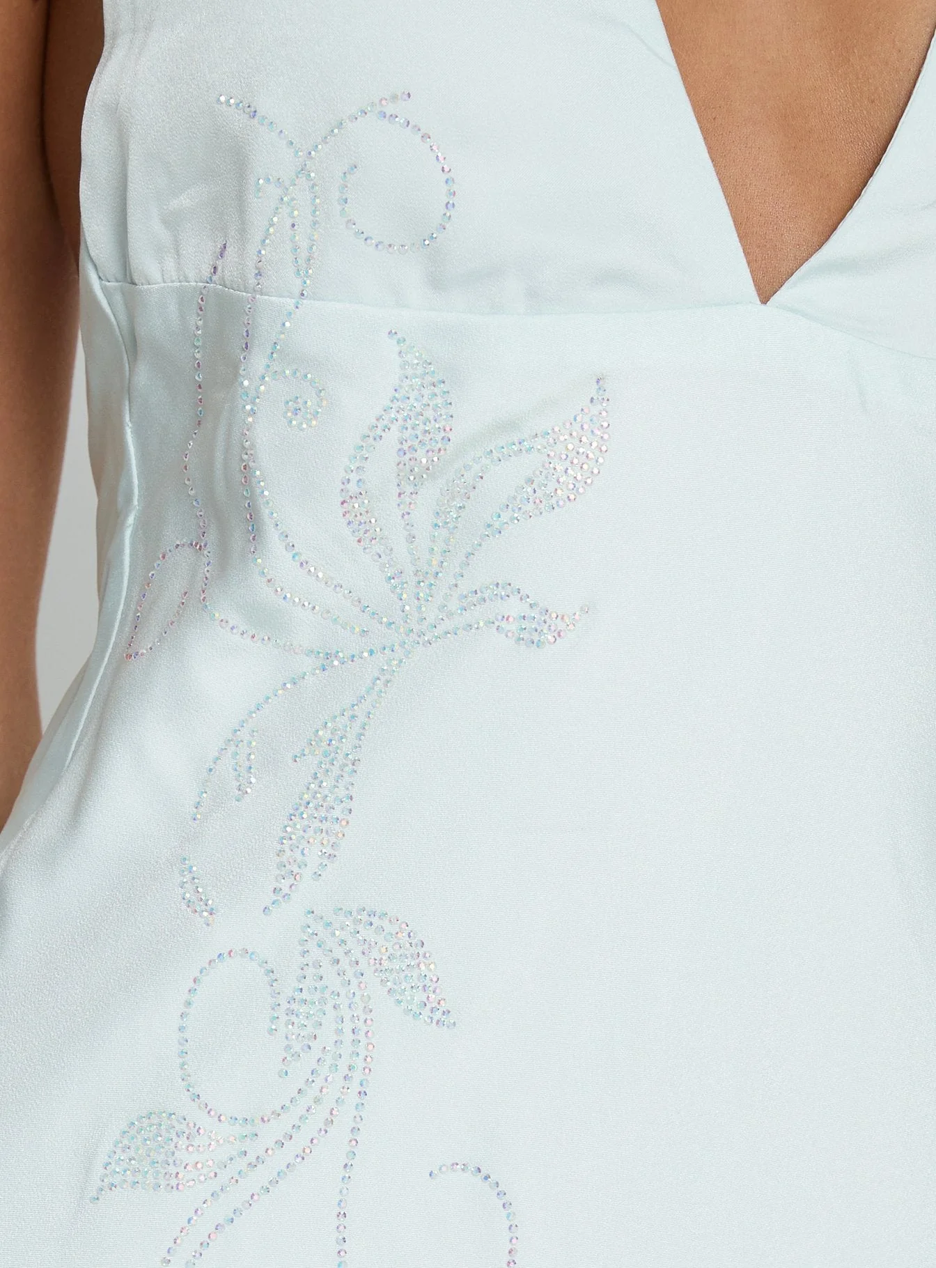 Strawberry Clouds Hotstone Satin Maxi Dress Icy Blue - Image 6