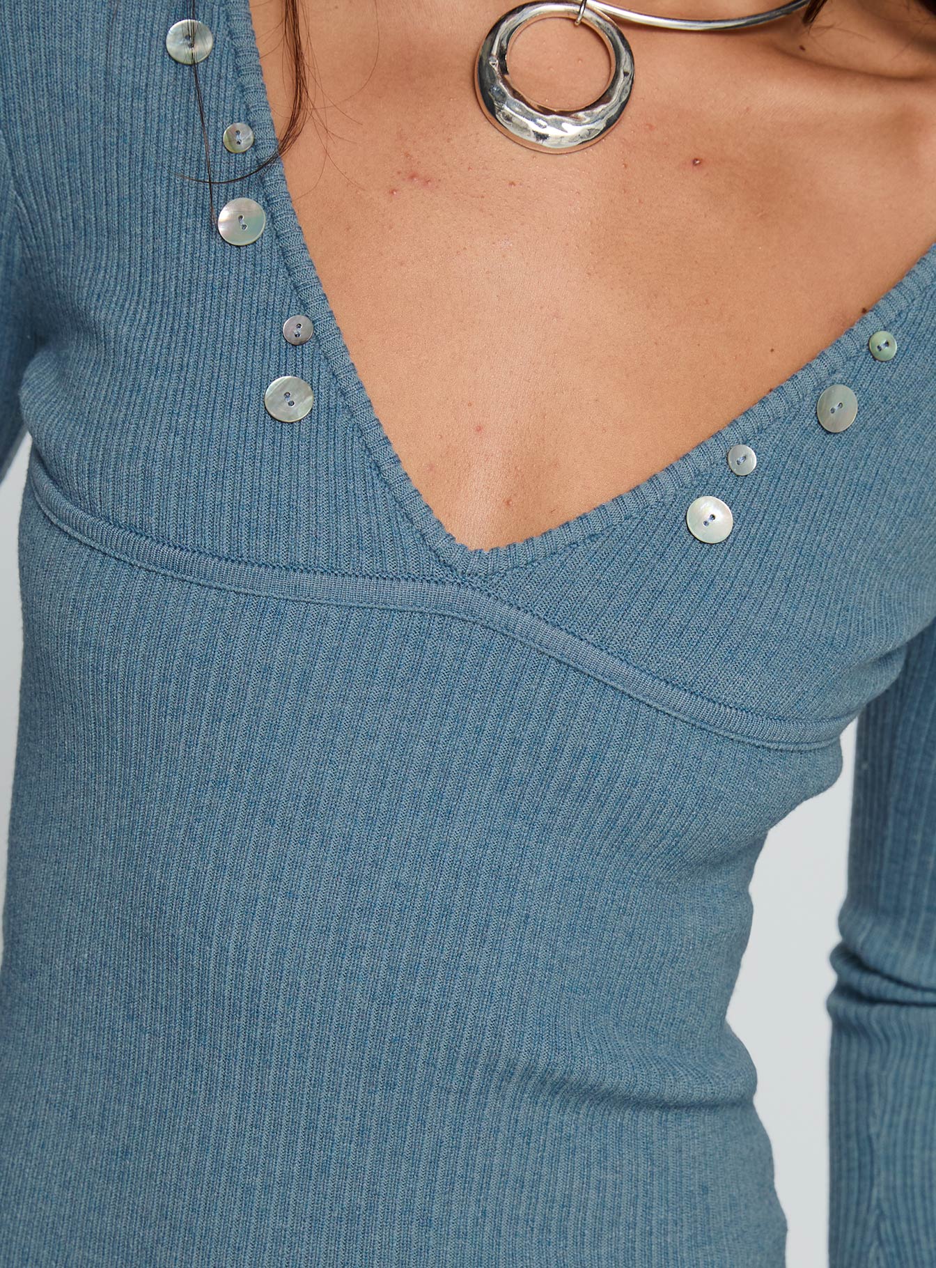 Strike Out Long Sleeve Mini Dress Steel Blue - Image 5