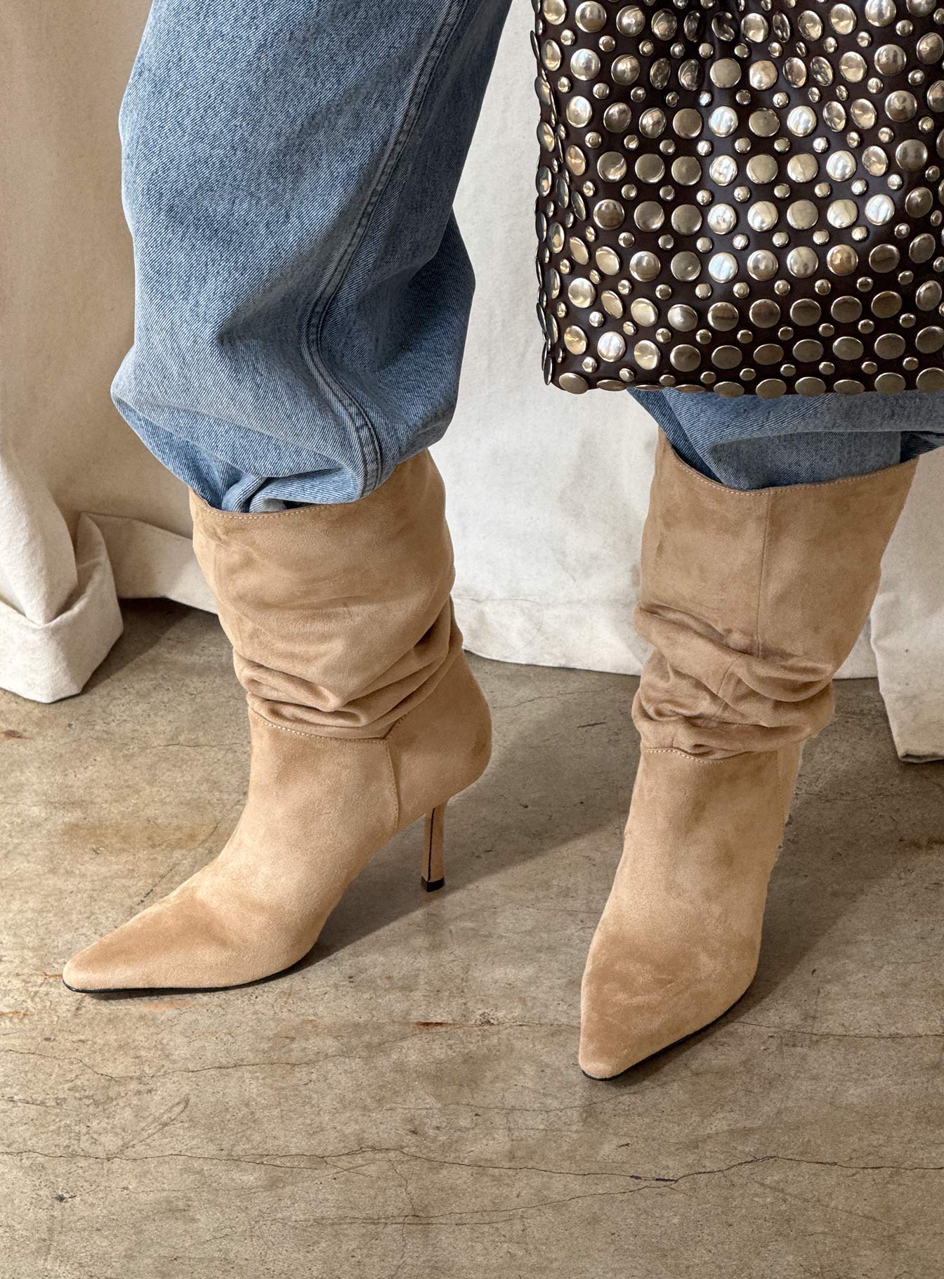 Such A Charmer Faux Suede Scrunch Boot Tan - Image 6