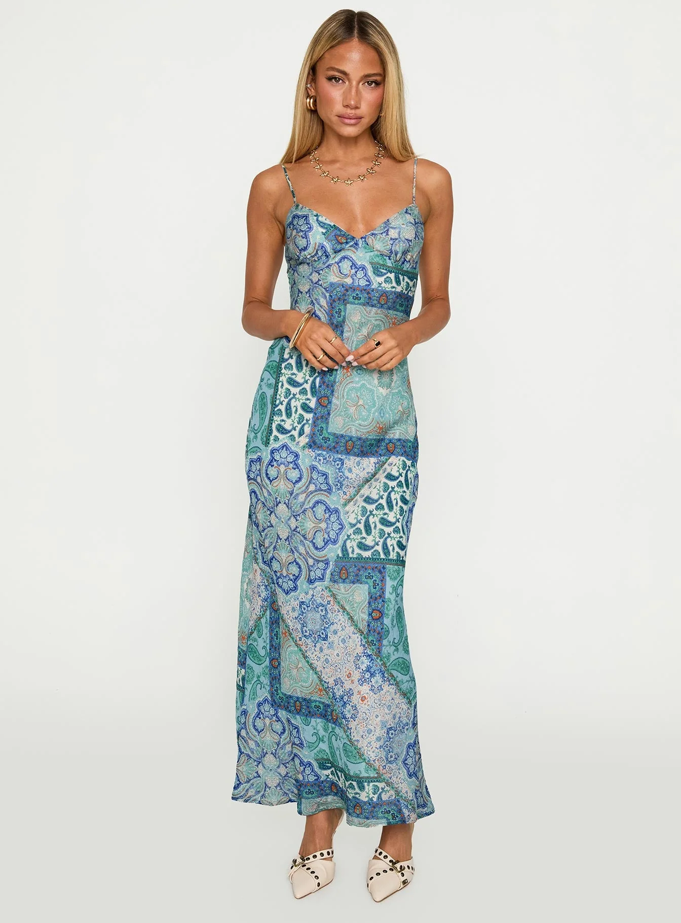Sugar Plum Maxi Dress Blue Paisley - Image 2