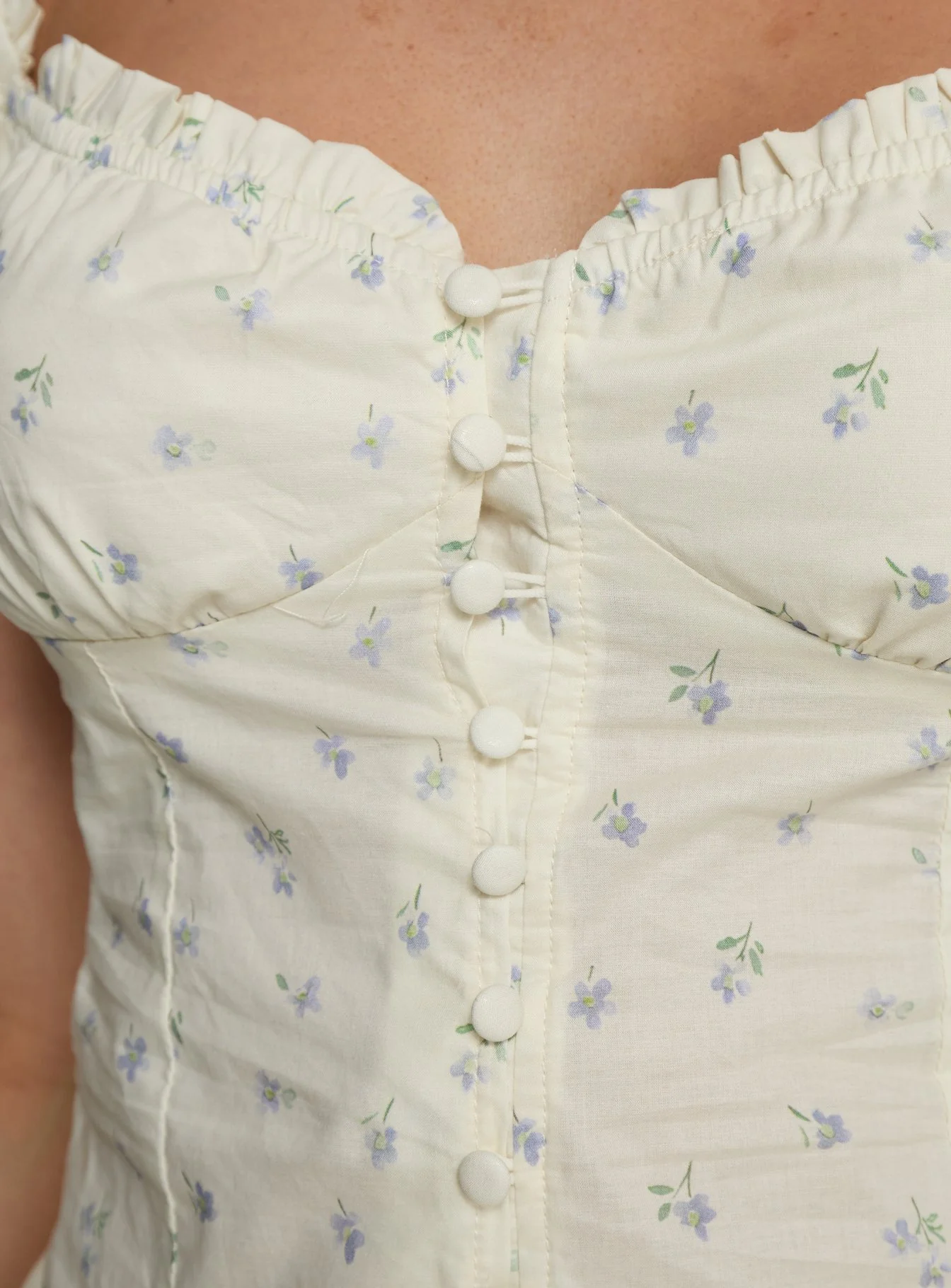 Suiter Frill Detail Top Cream Floral - Image 6
