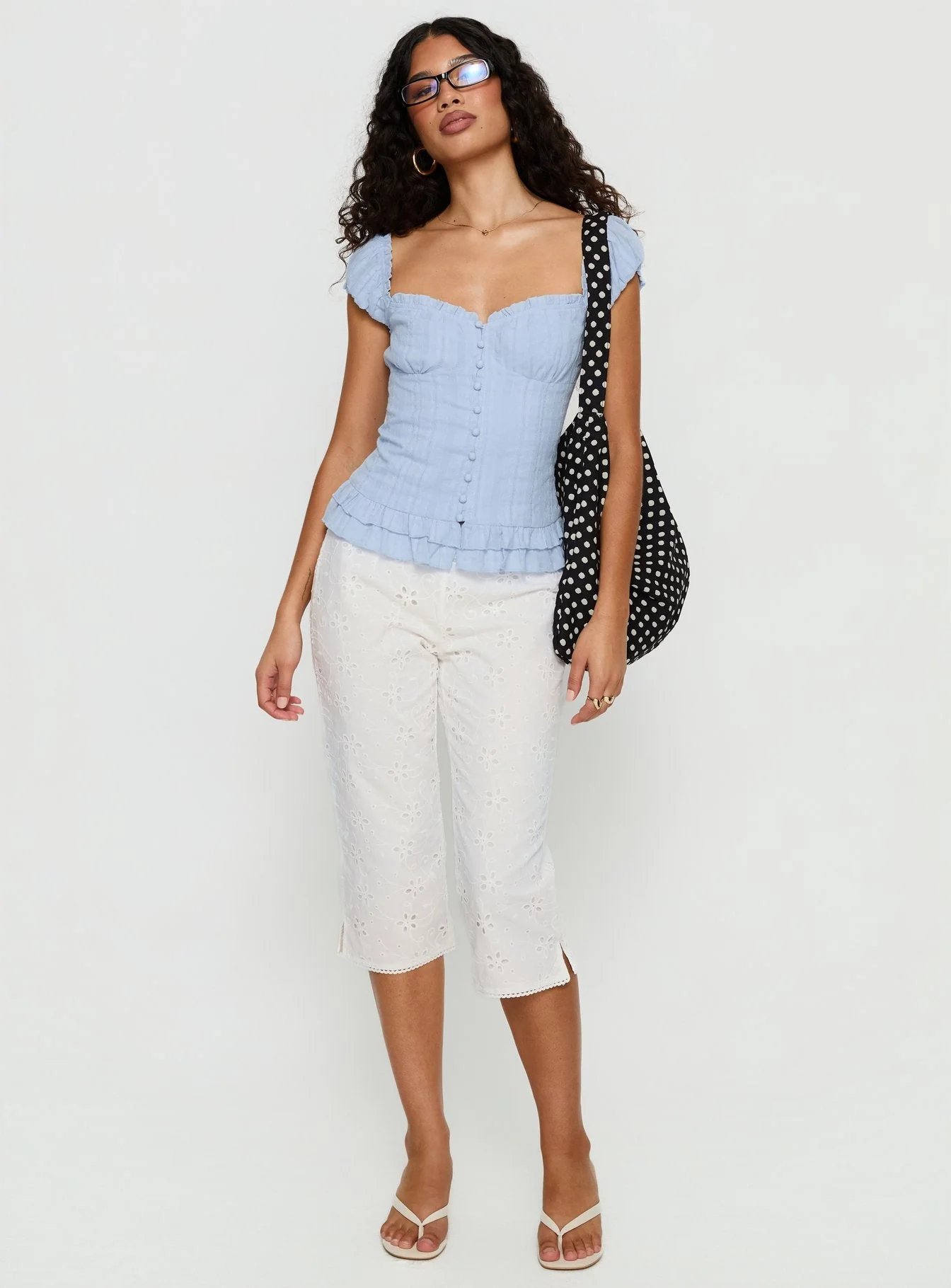Suiter Frill Detail Top Soft Blue - Image 3
