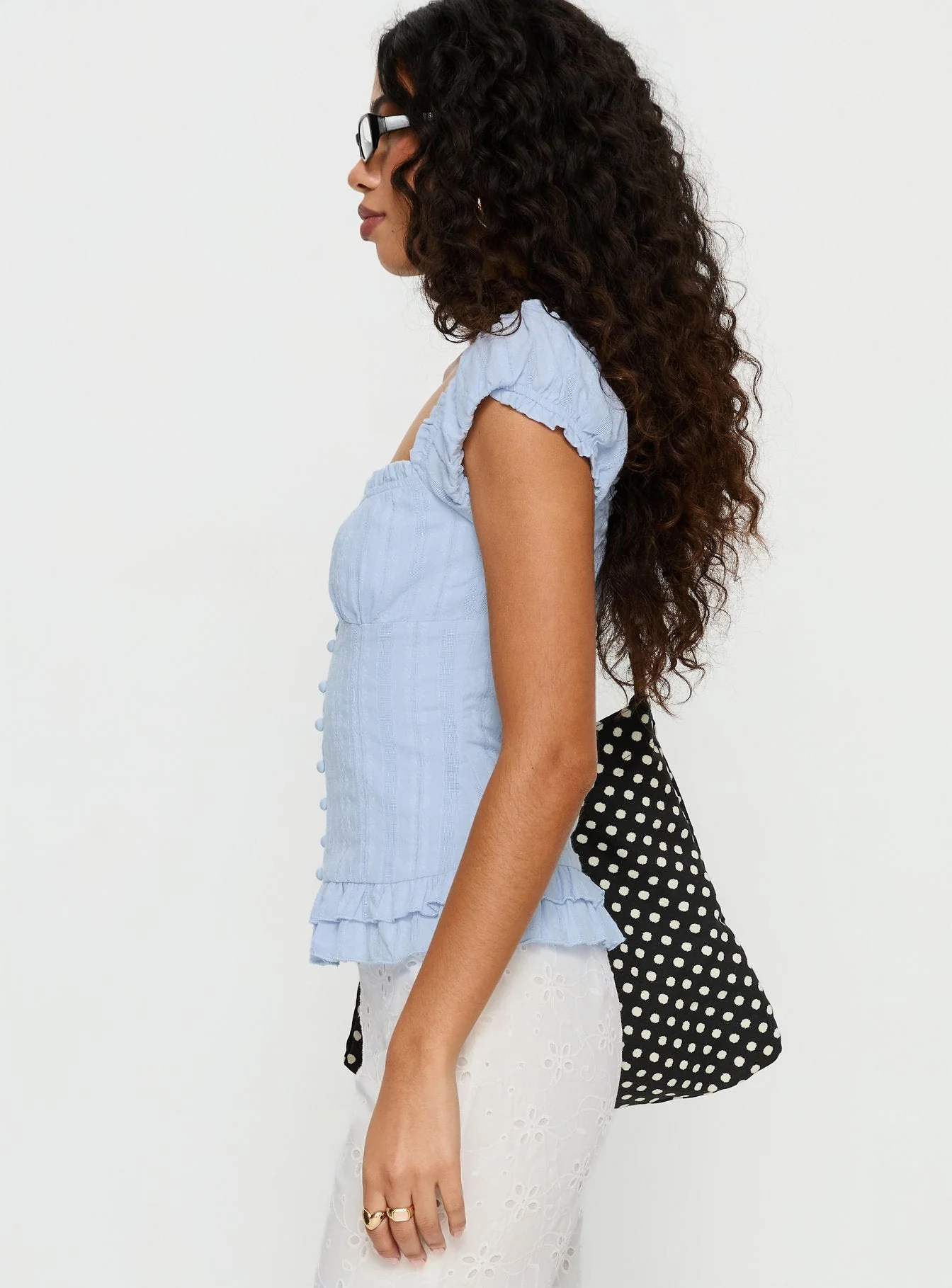 Suiter Frill Detail Top Soft Blue - Image 4