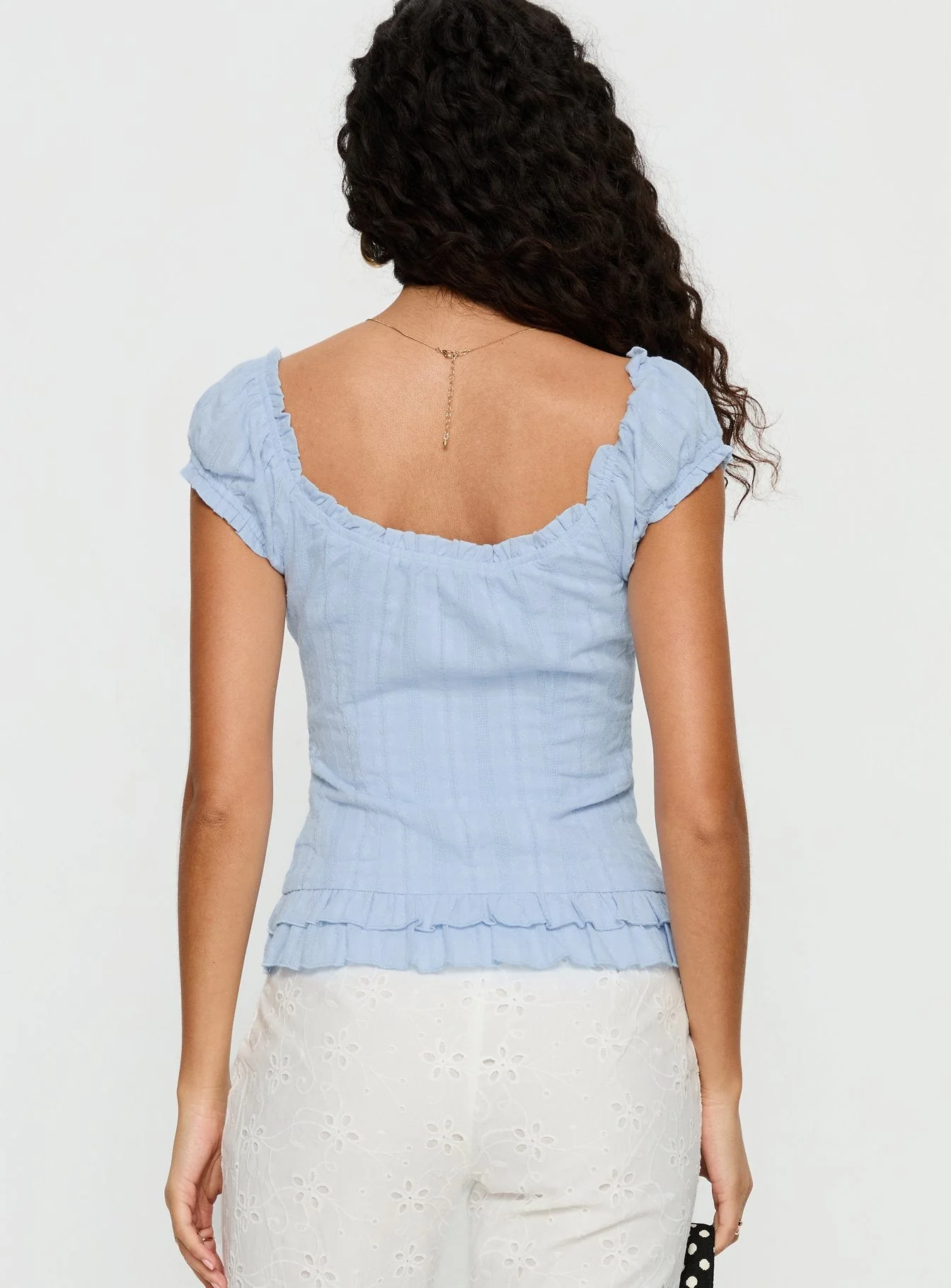 Suiter Frill Detail Top Soft Blue - Image 5