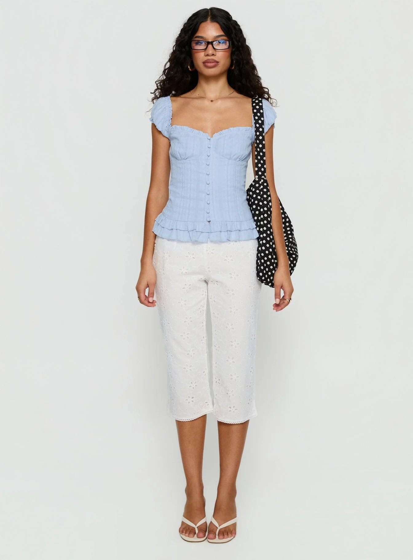 Suiter Frill Detail Top Soft Blue - Image 7