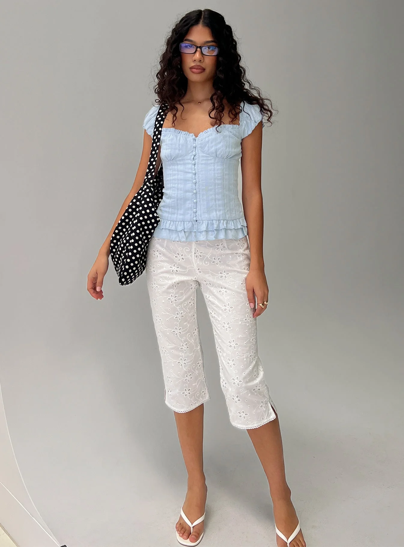 Suiter Frill Detail Top Soft Blue - Image 8