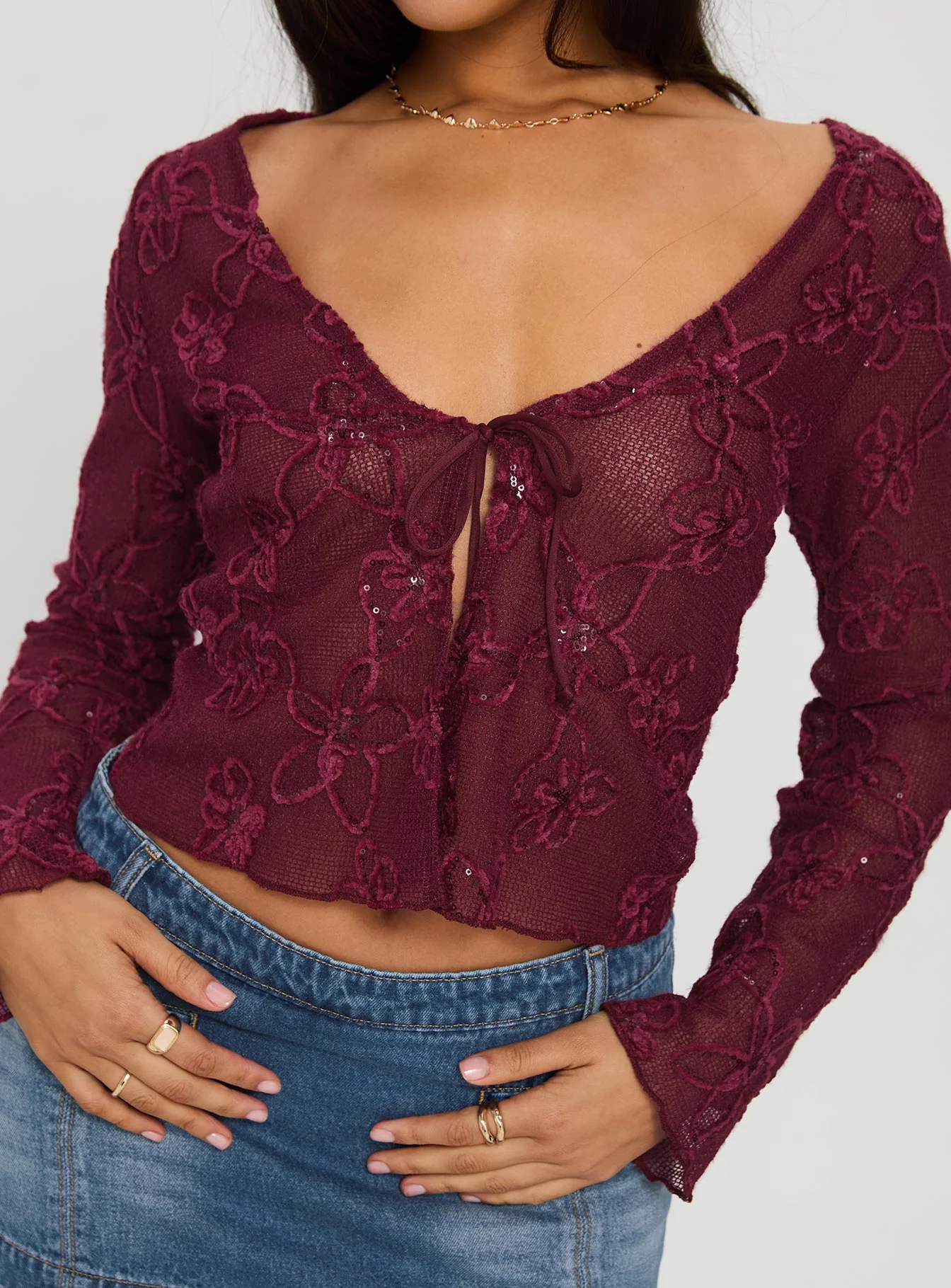 Sukita Long Sleeve Top Burgundy - Image 6